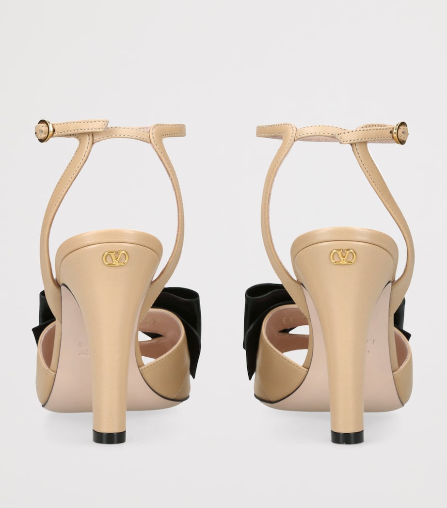 Valentino Garavani Leather Bow-Detail Bowow Heeled Sandals 95 Silver Image 2
