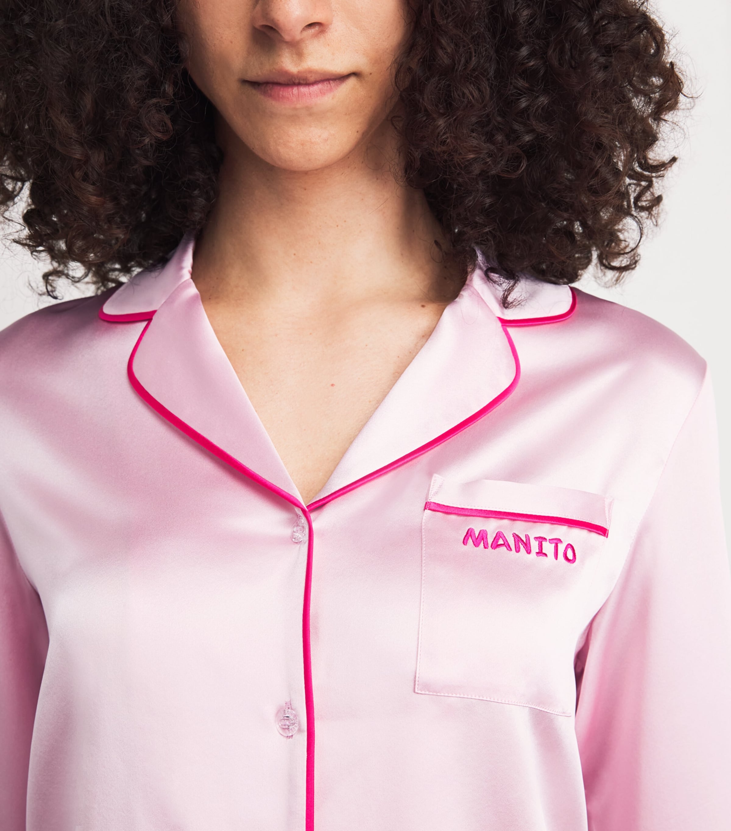 MANITO Womens Mulberry Silk Macaron Pyjamas Orchid Pink Image 3
