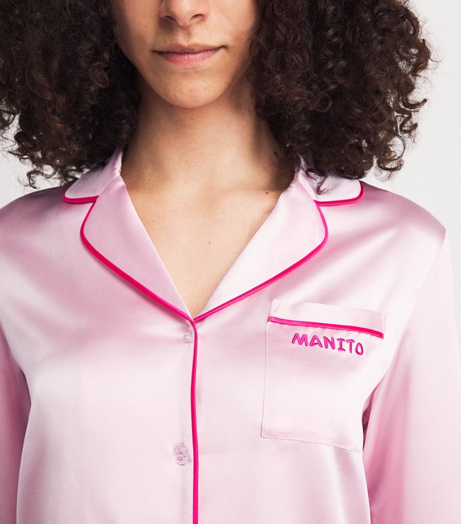 MANITO Womens Mulberry Silk Macaron Pyjamas Orchid Pink Image 3