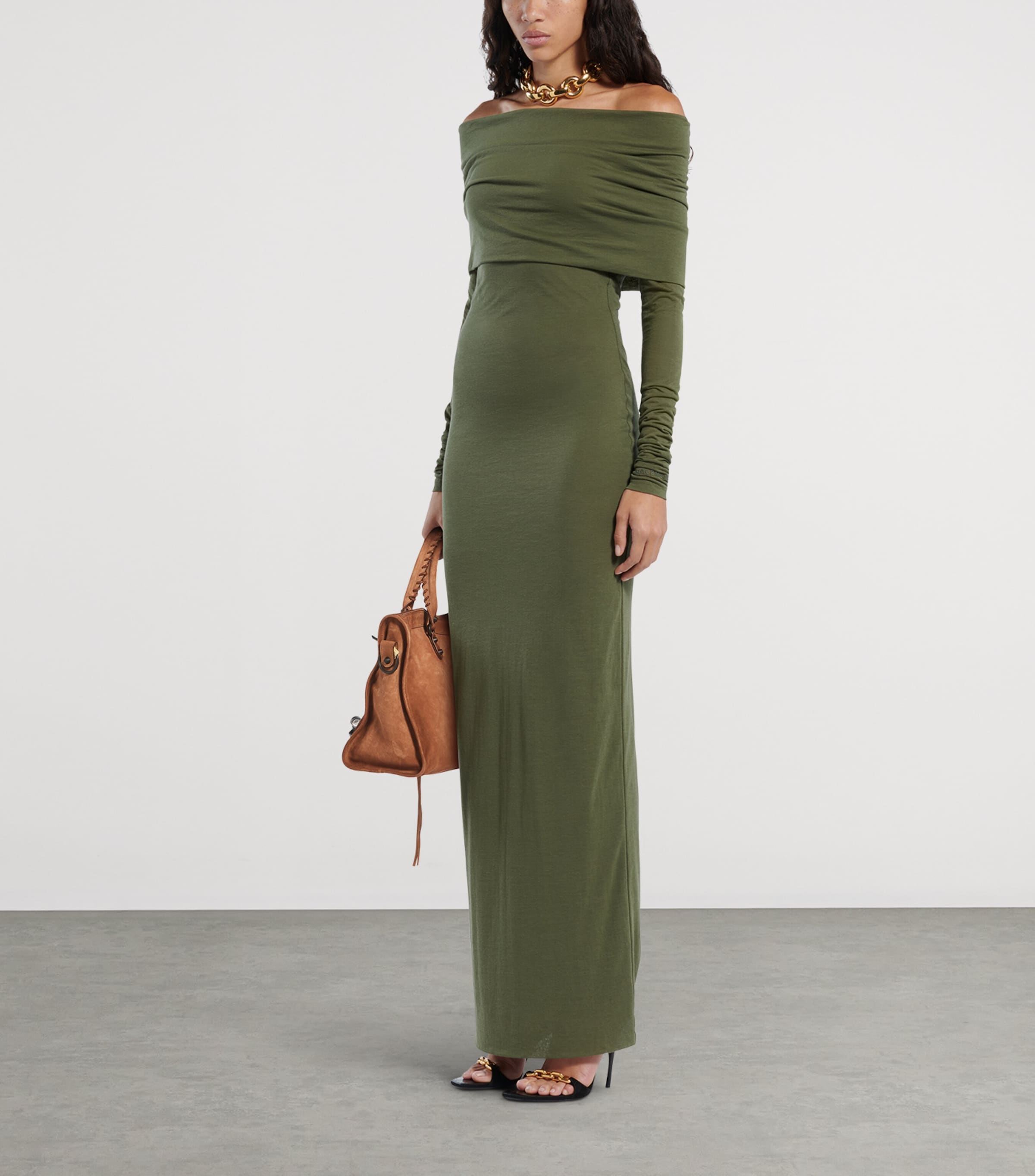 balenciaga long dress Balenciaga, Cotton-blend T-shirt maxi dress, Women, White, S, Dresses