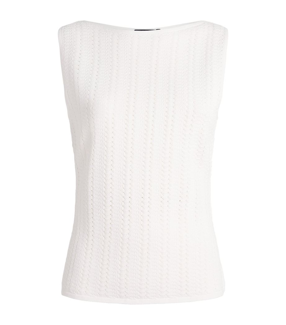 Theory Womens Textured Boat Neck Tank Top White Image 1