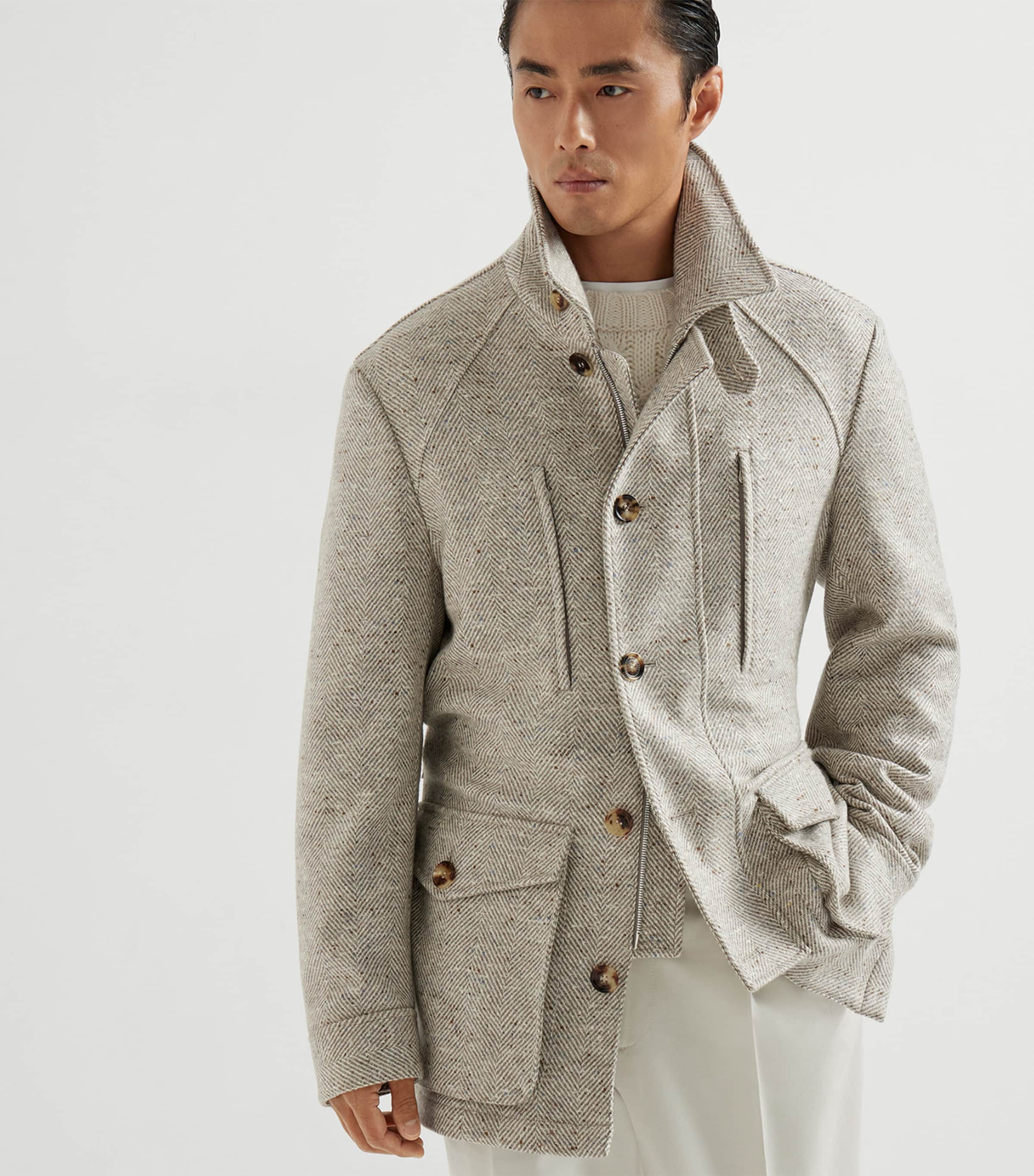 Cashmere Herringbone Safari Jacket CSD26 Image 3