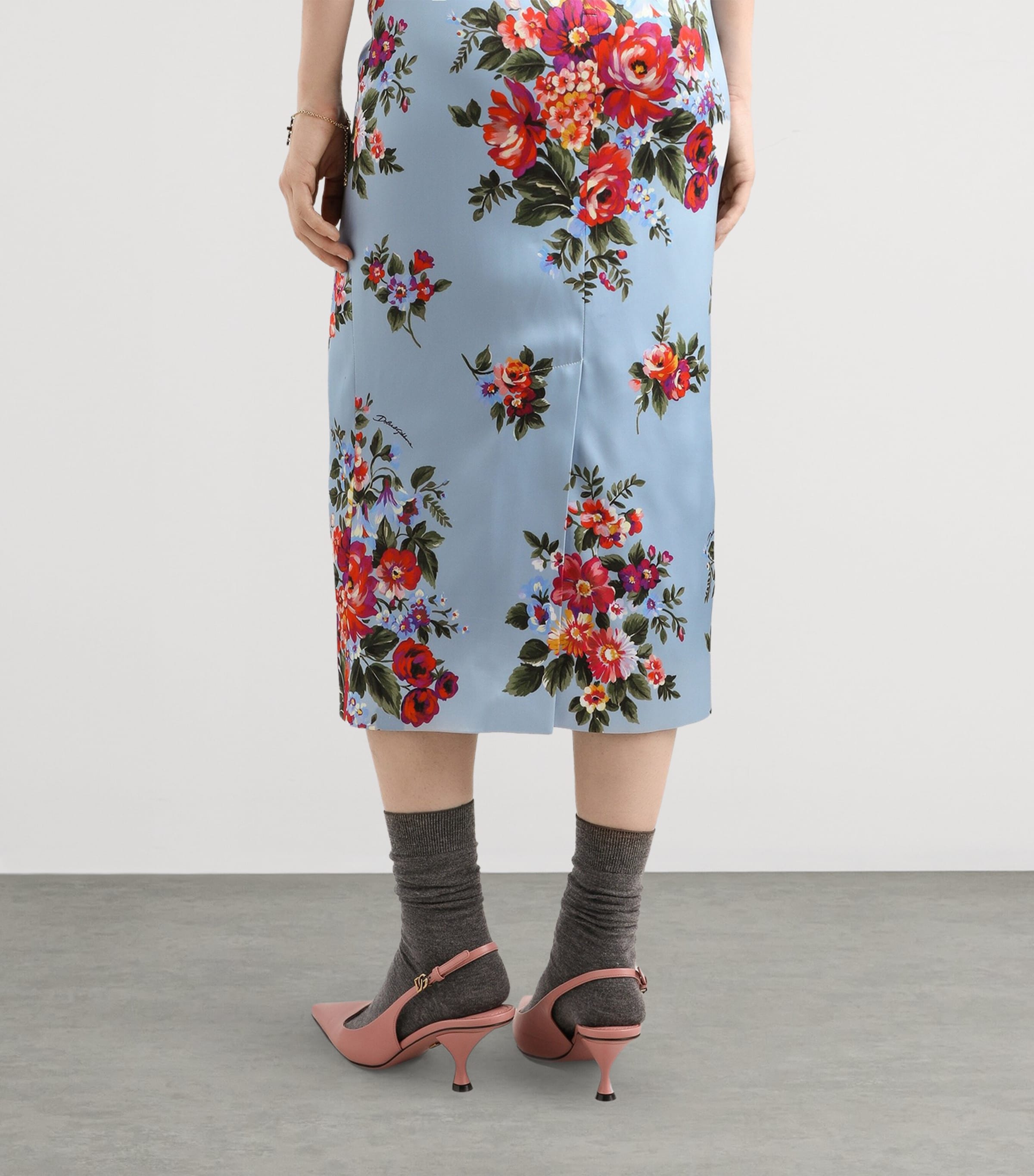 Dolce&Gabbana Womens Silk-Blend Floral Maxi Dress Mazz Image 5