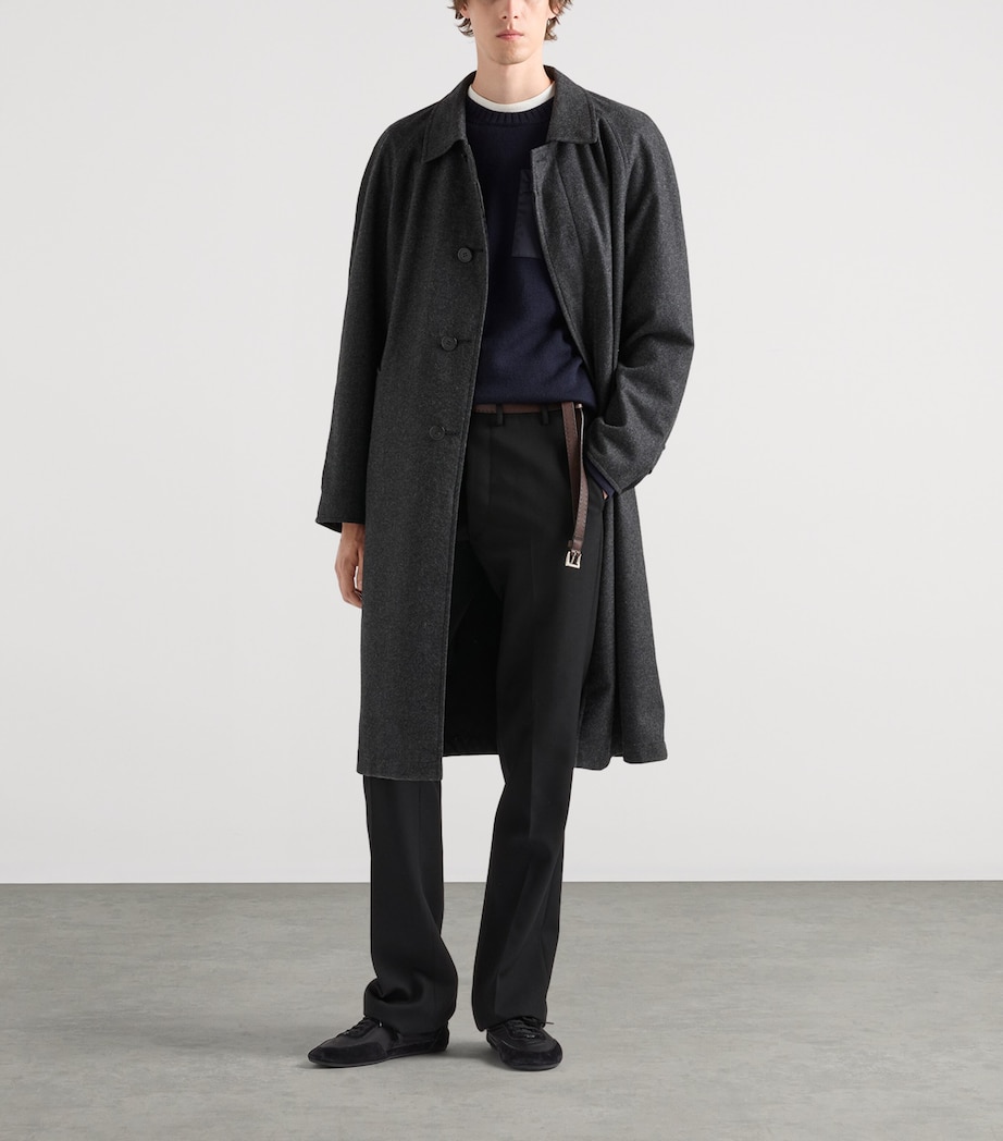 Prada Mens Wool Logo Sweater Blue Image 2
