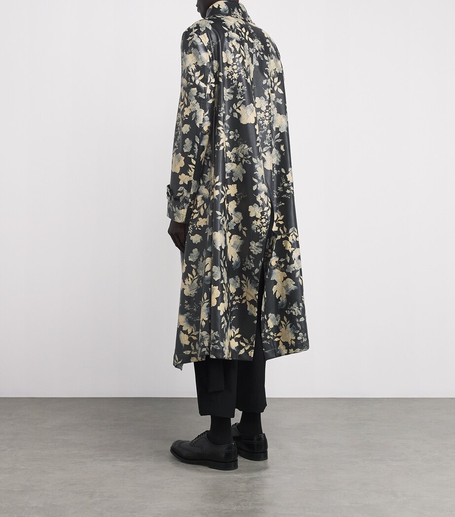 Comme Des Garçons Homme Plus Mens Faux Leather Floral Print Coat Black/ Natural Image 4