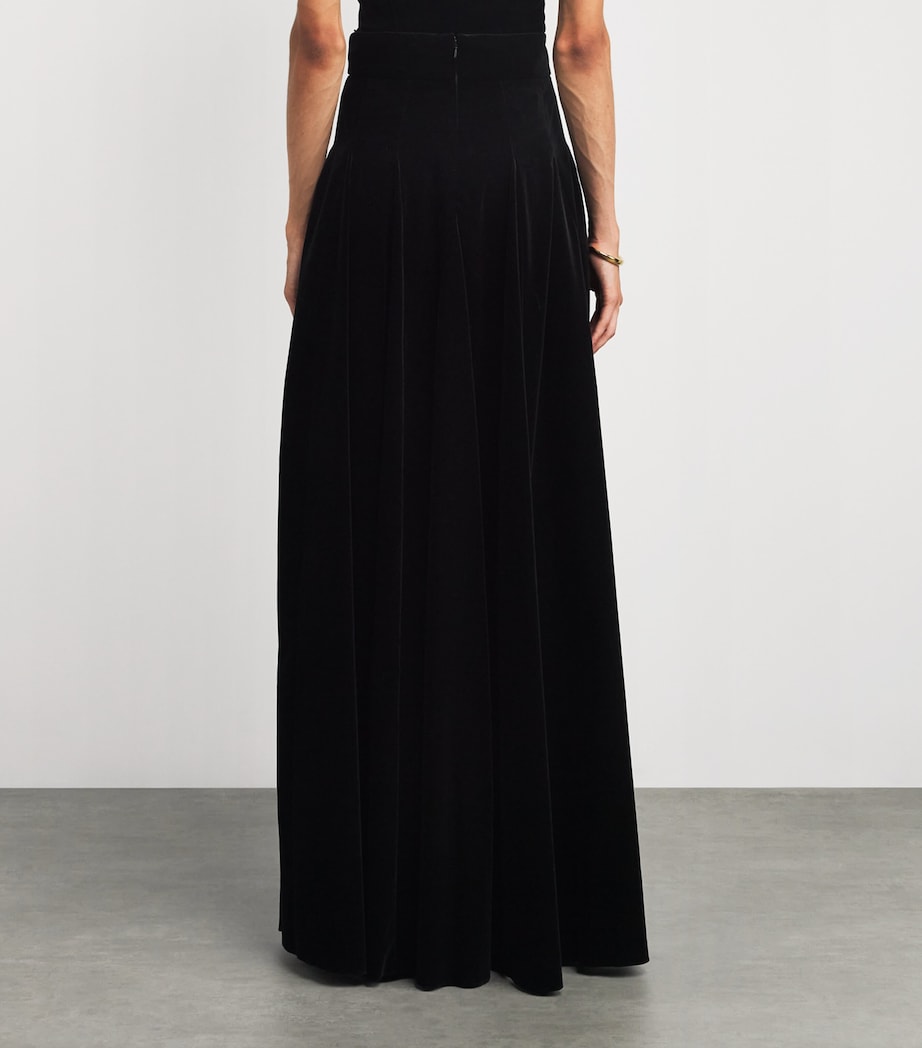 Velvet Maxi Skirt BLACK Image 4