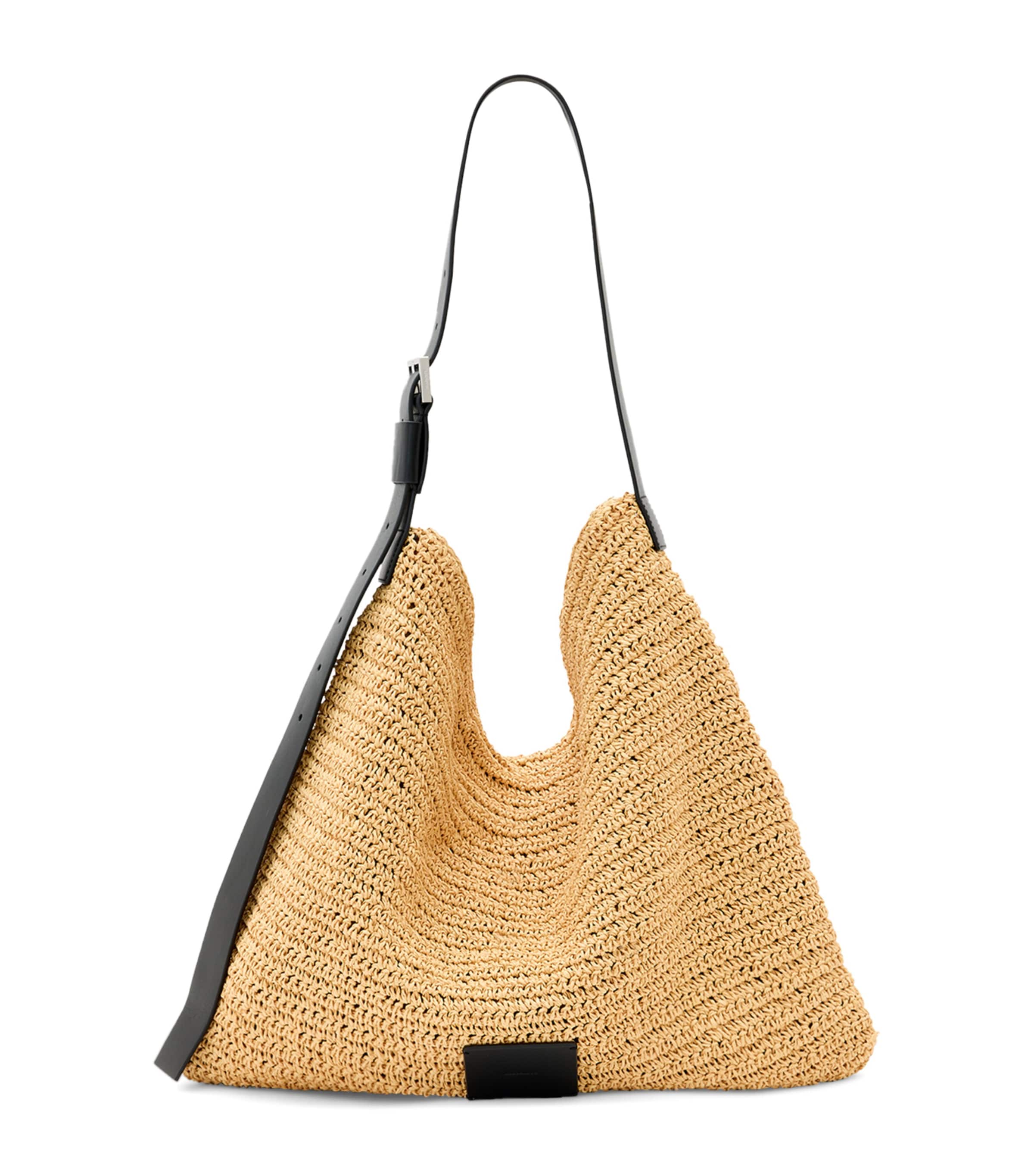 Shop Allsaints Paper Straw Asha Shoulder Bag In Ivory