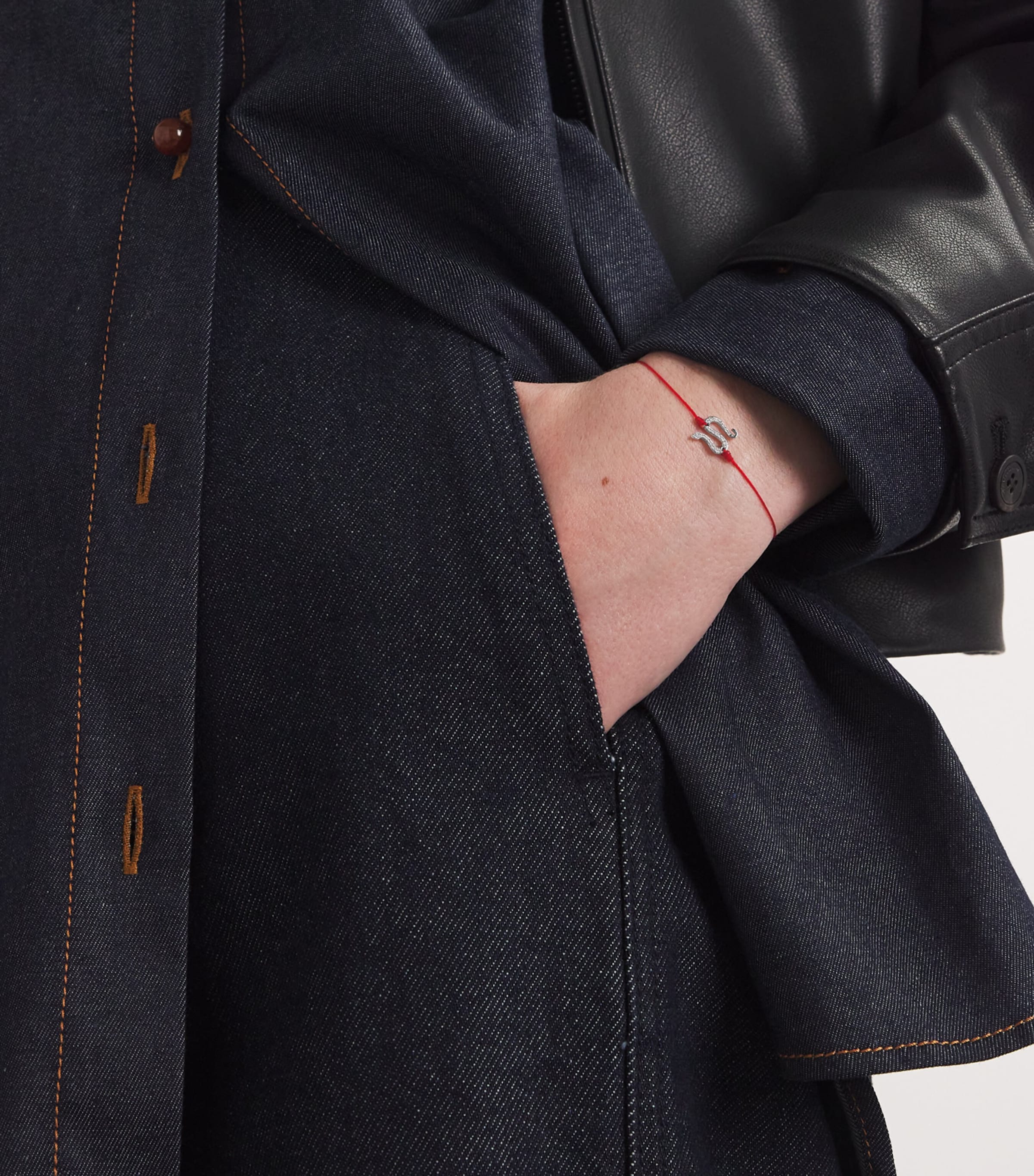 White Gold and Diamond Snake String Bracelet WHITE GOLD Image 2