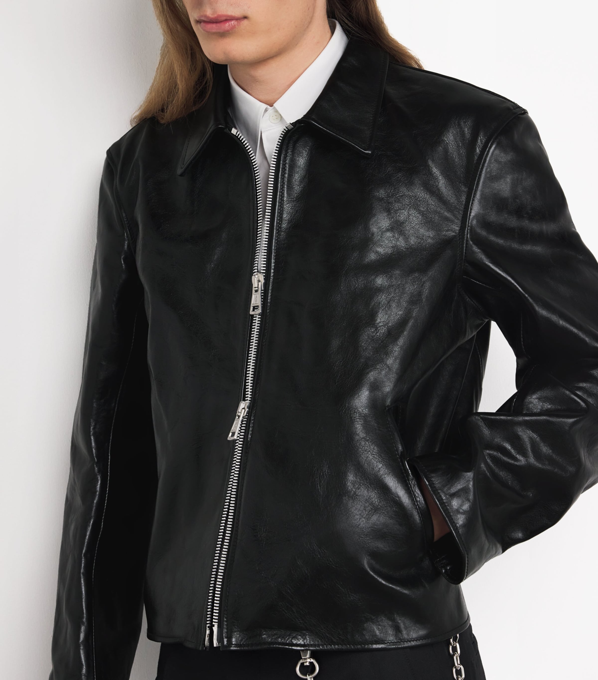 Our Legacy Mens Leather Mini Jacket Top Dyed Blk Lthr Image 6