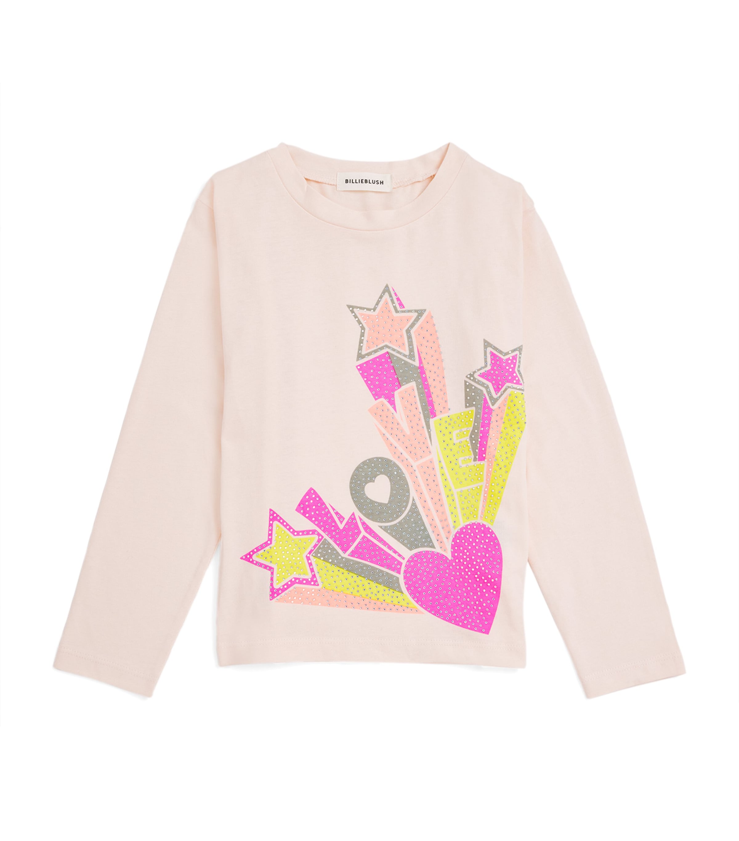 Billieblush Kids' Cotton Rhinestone Love T-shirt In Pink