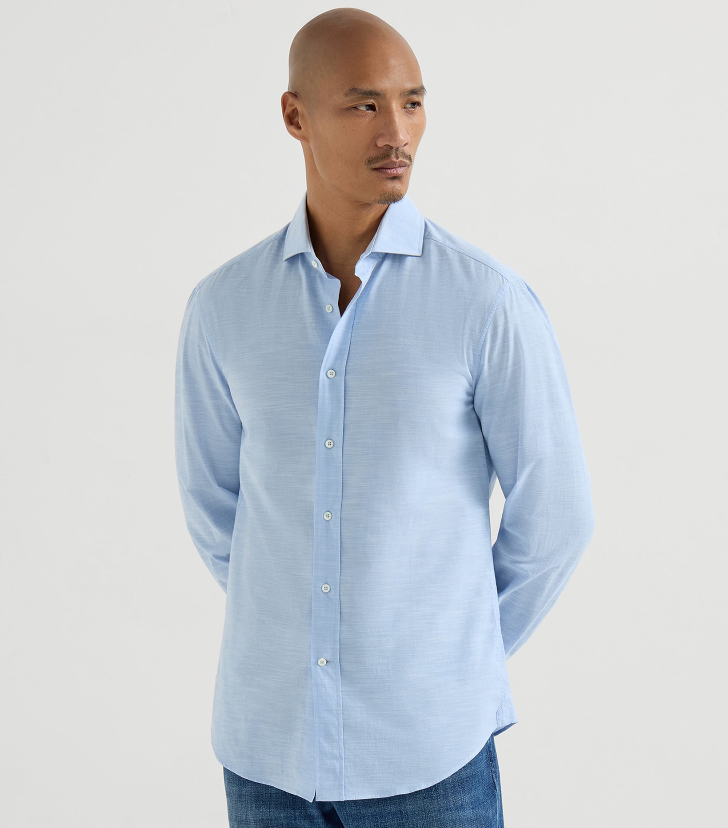Brunello Cucinelli Mens Cotton Oxford Slim-Fit Shirt Image 3