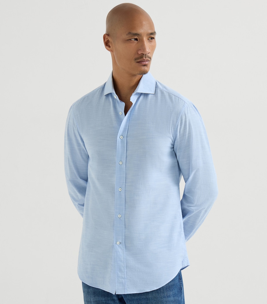 Brunello Cucinelli Mens Cotton Oxford Slim-Fit Shirt Image 3