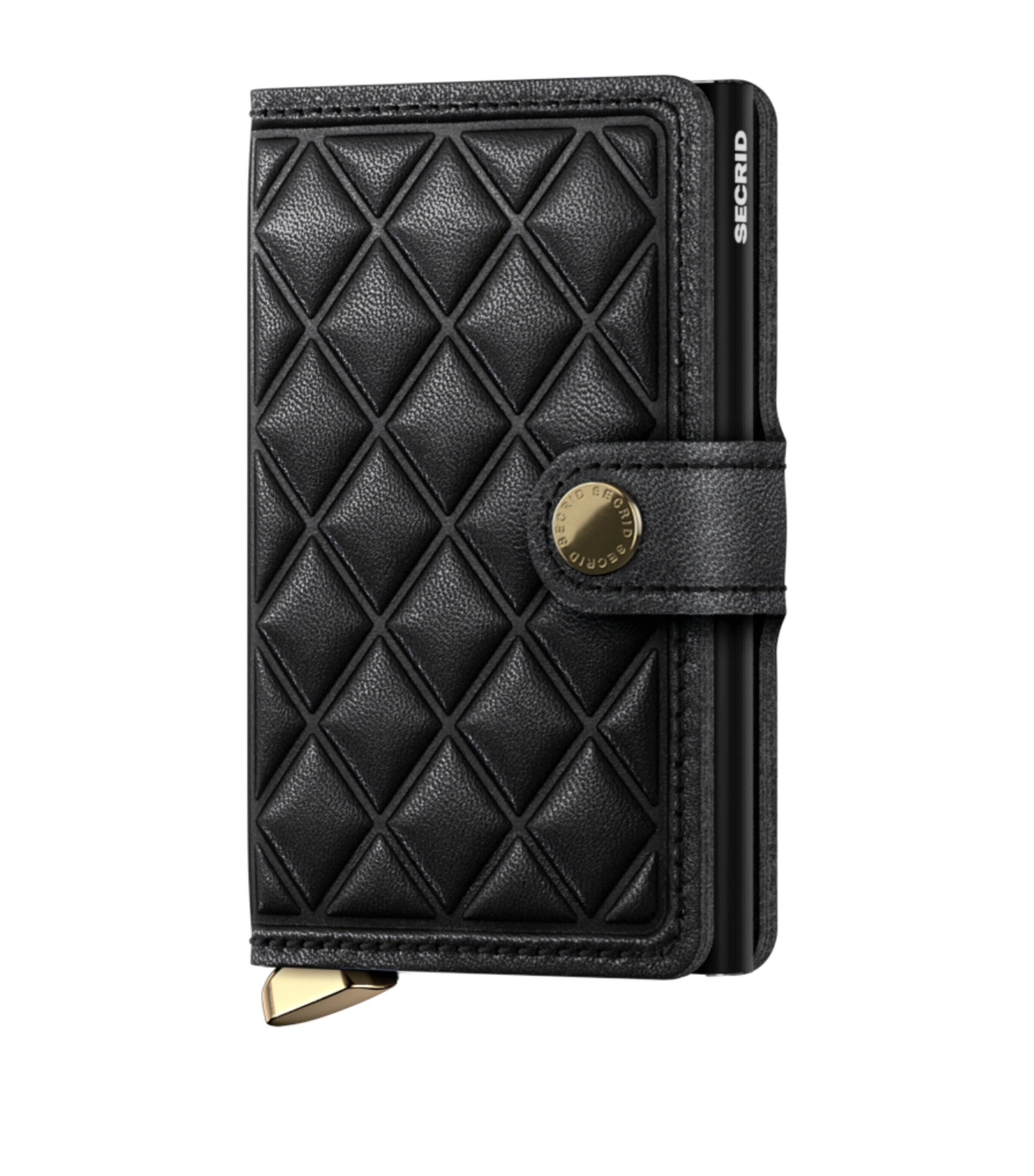 Leather Embossed Diamond Miniwallet BLACK Image 1