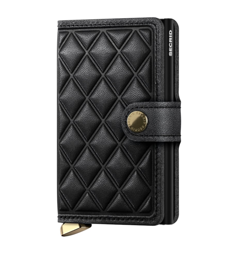 Leather Embossed Diamond Miniwallet BLACK Image 1