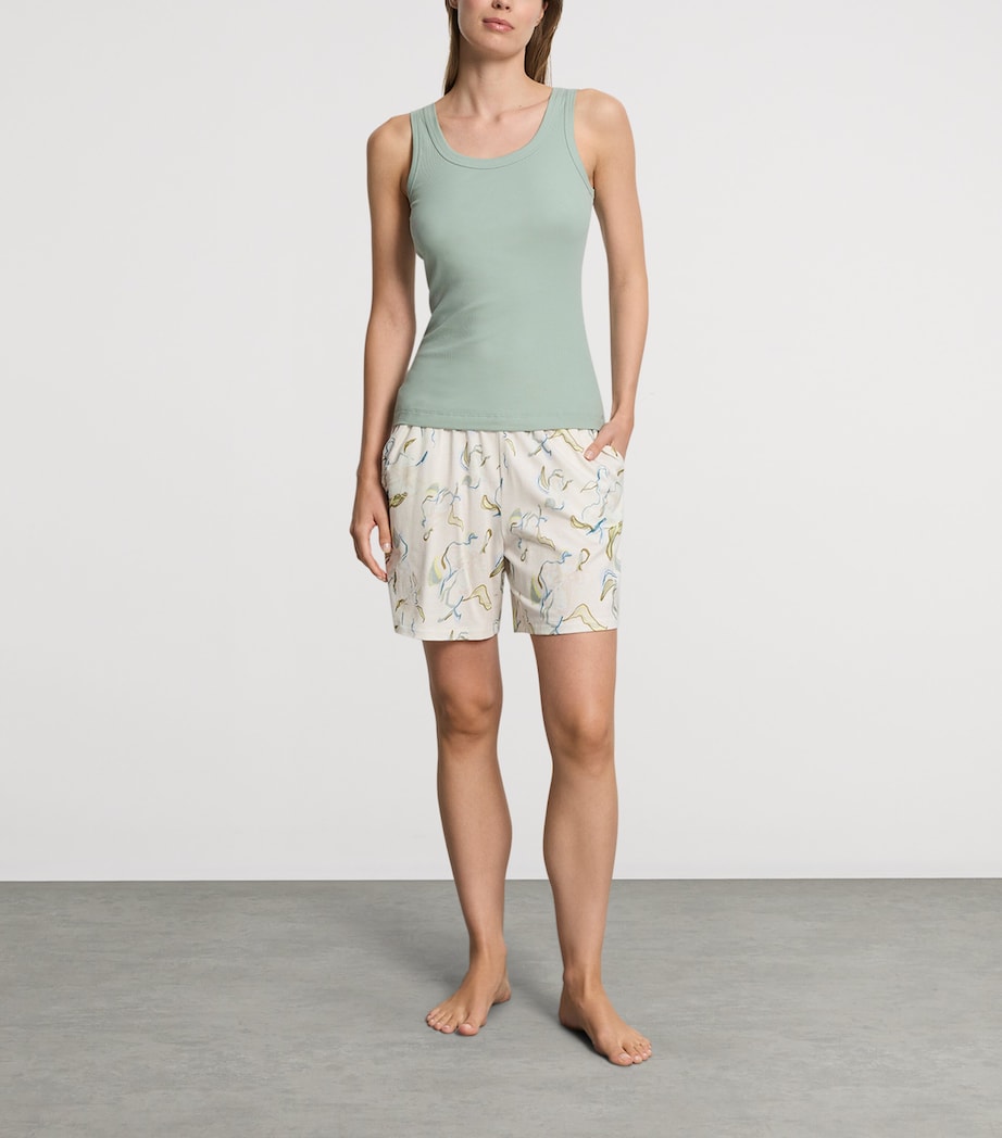 Hanro Womens Cotton-Modal Printed Sleep & Lounge Shorts Flowing Paint Image 4