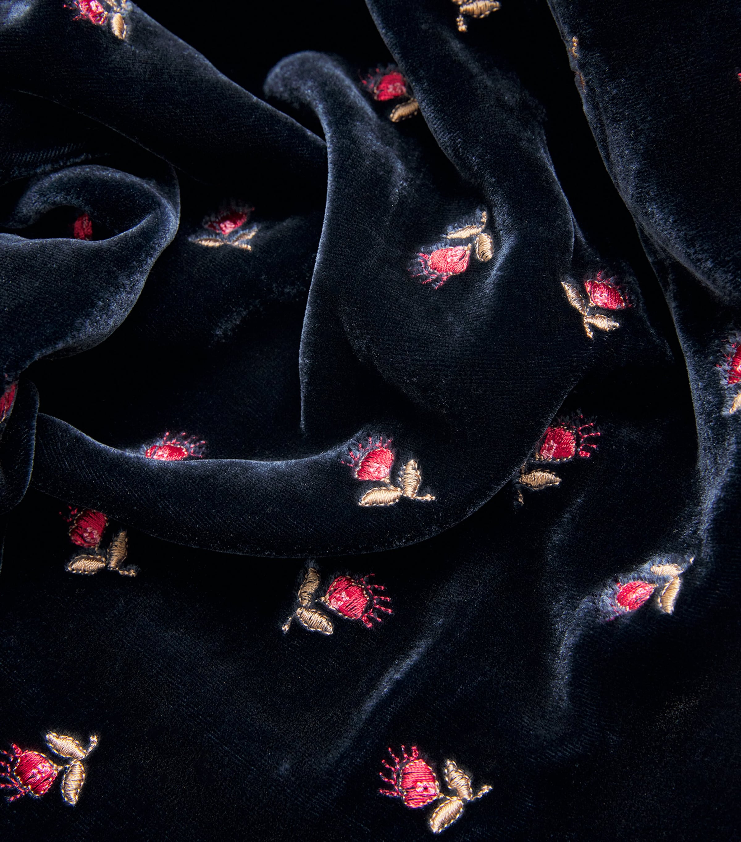 Velvet Floral Calla Mini Dress BOTANICAL EMB BLACK Image 5