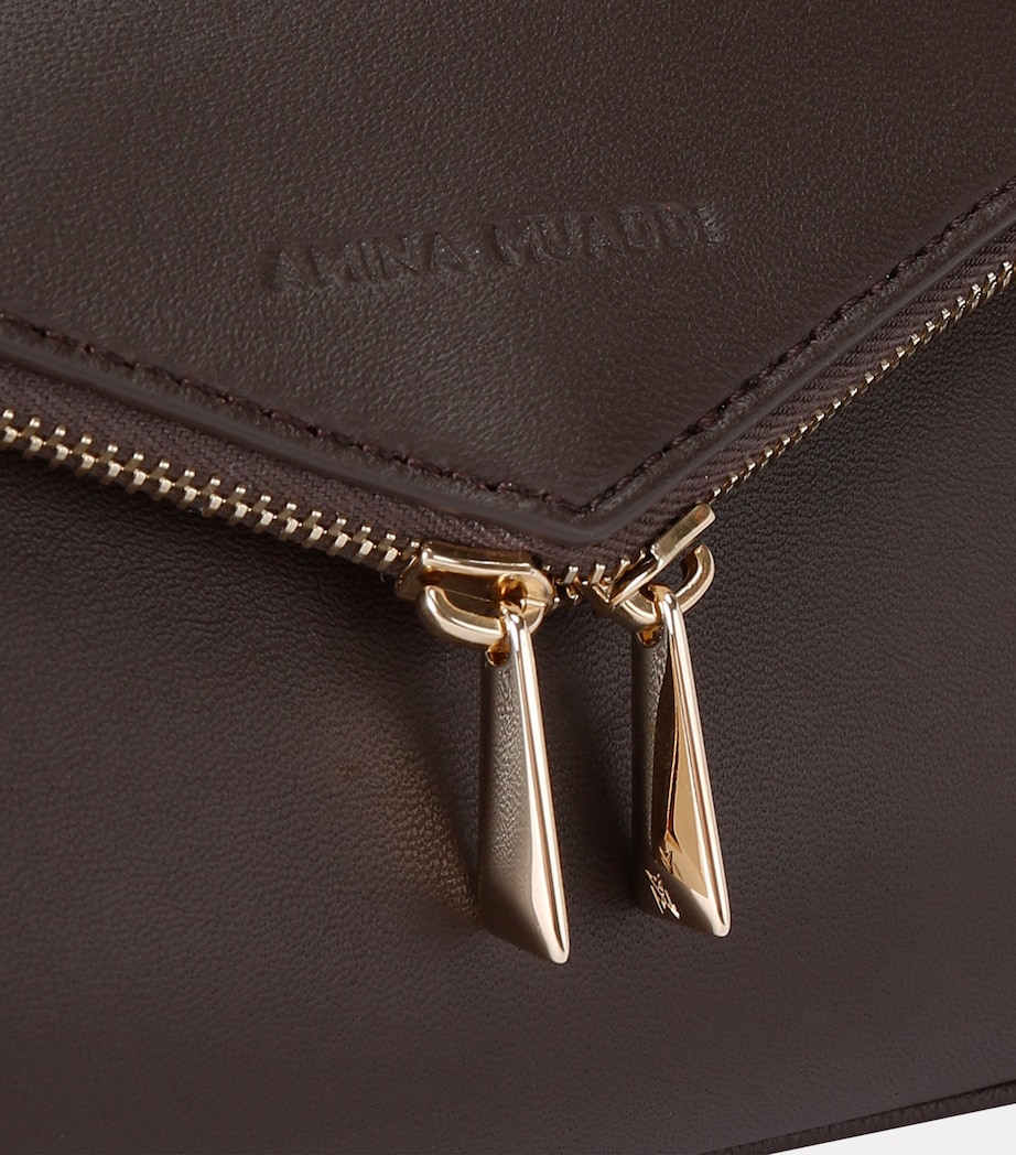 Small Leather Gemini Shoulder Bag BROWN Image 3