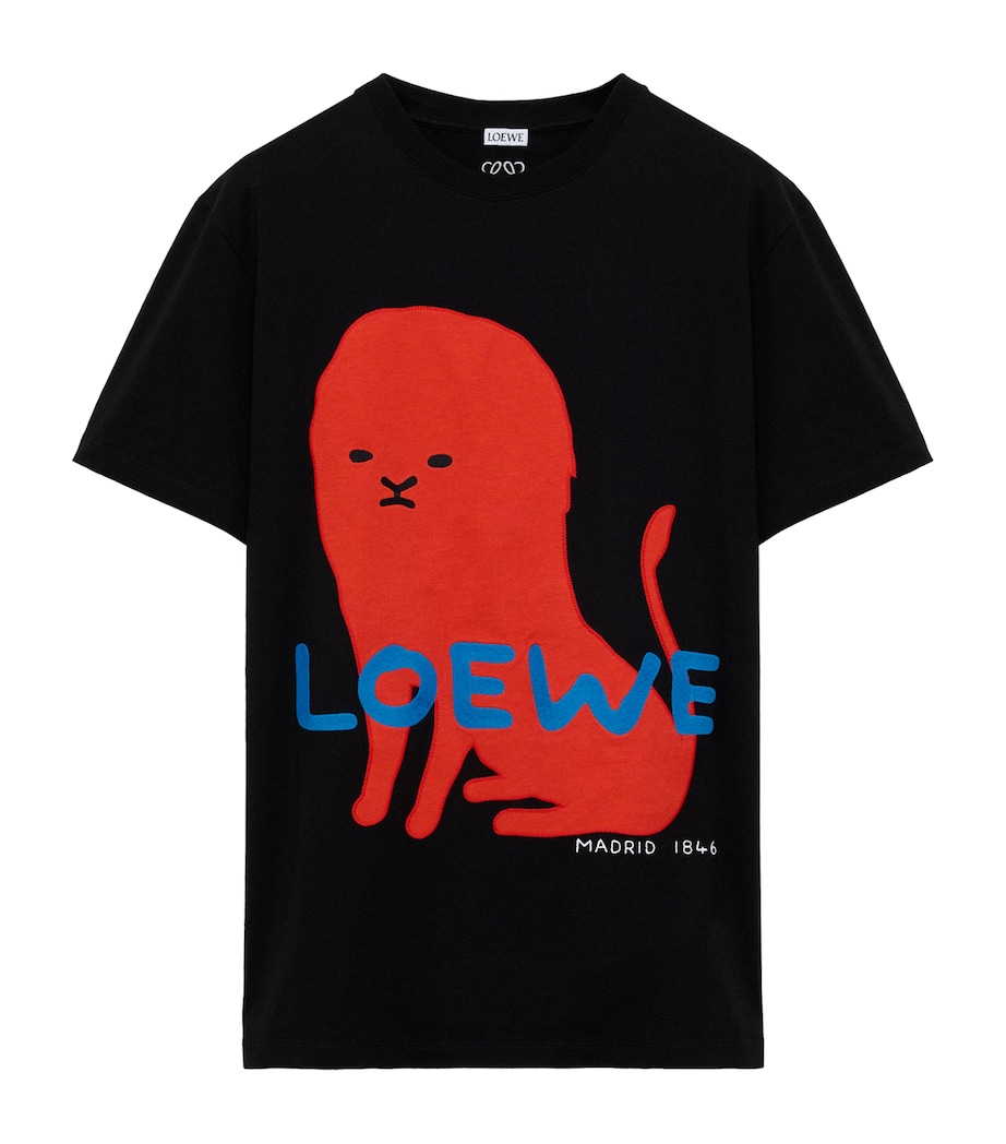 LOEWE Womens Cotton-Blend Printed T-Shirt Black Image 1