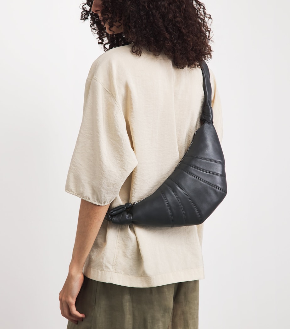 Lemaire Small Leather Croissant Bag Granite Blue Image 4