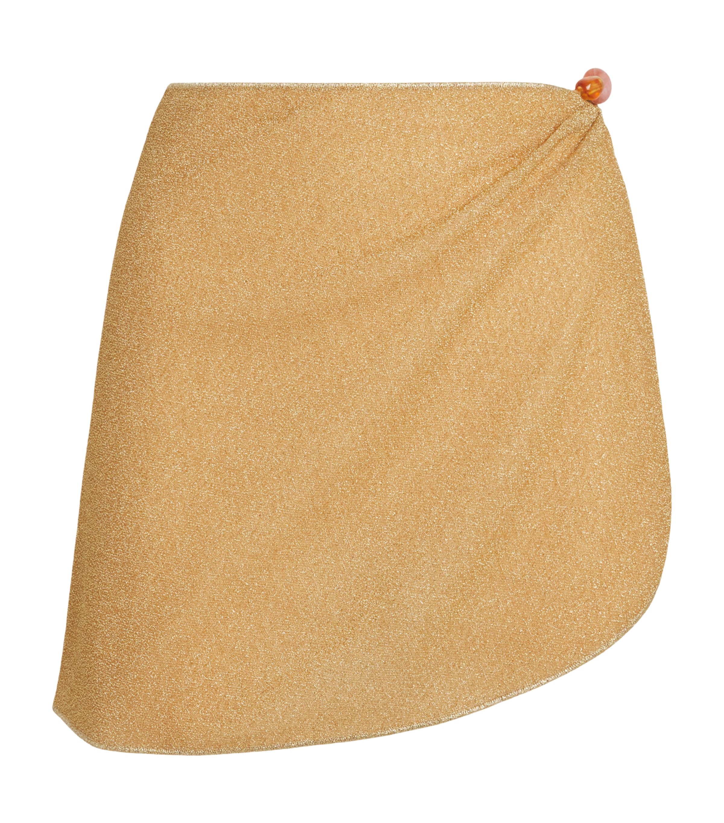 Oséree Womens Metallic Beaded Lumière Mini Pareo Skirt Gold Image 1