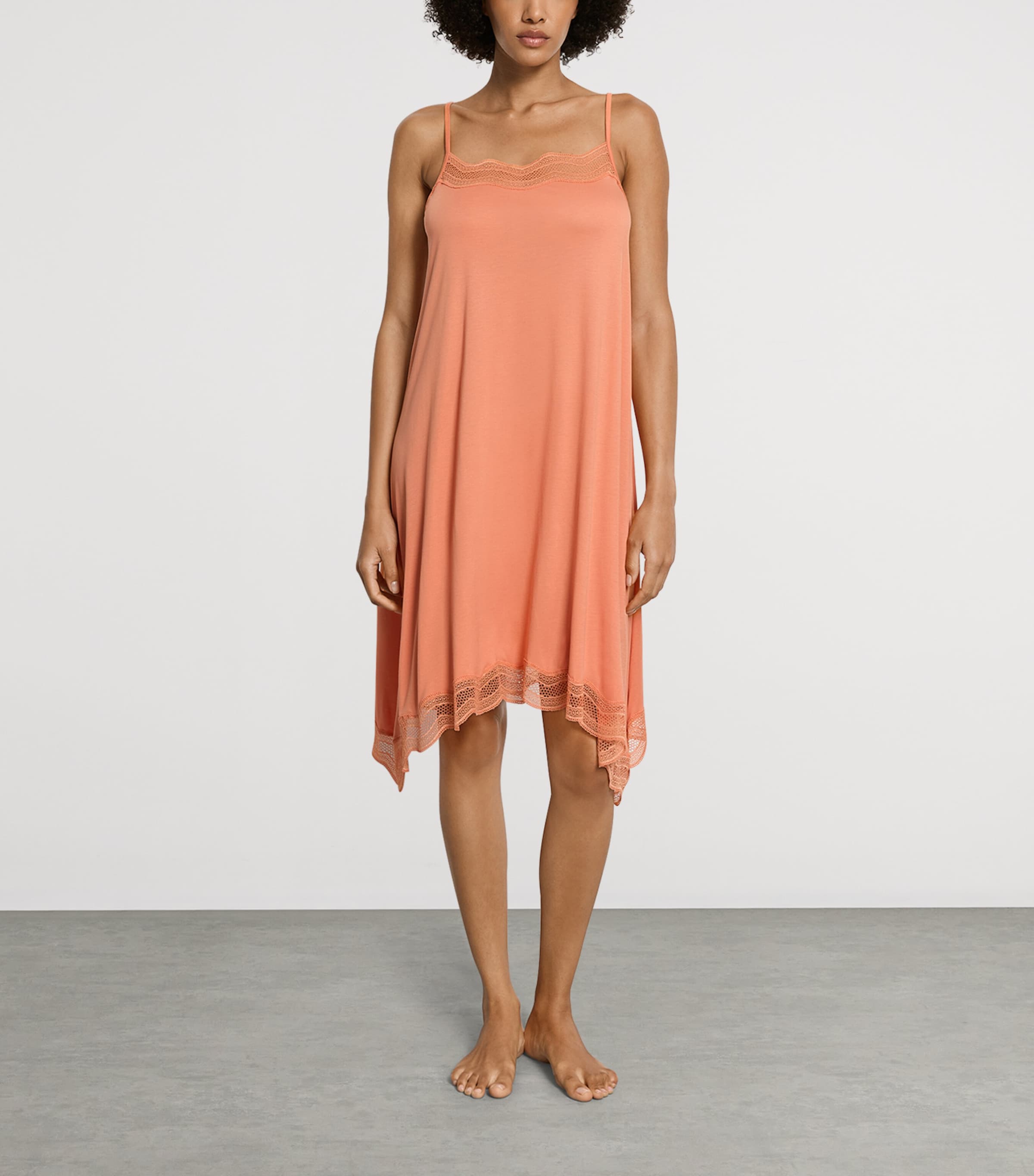 Hanro Womens Cira Sleeveless Nightdress Light Carnelian Image 4