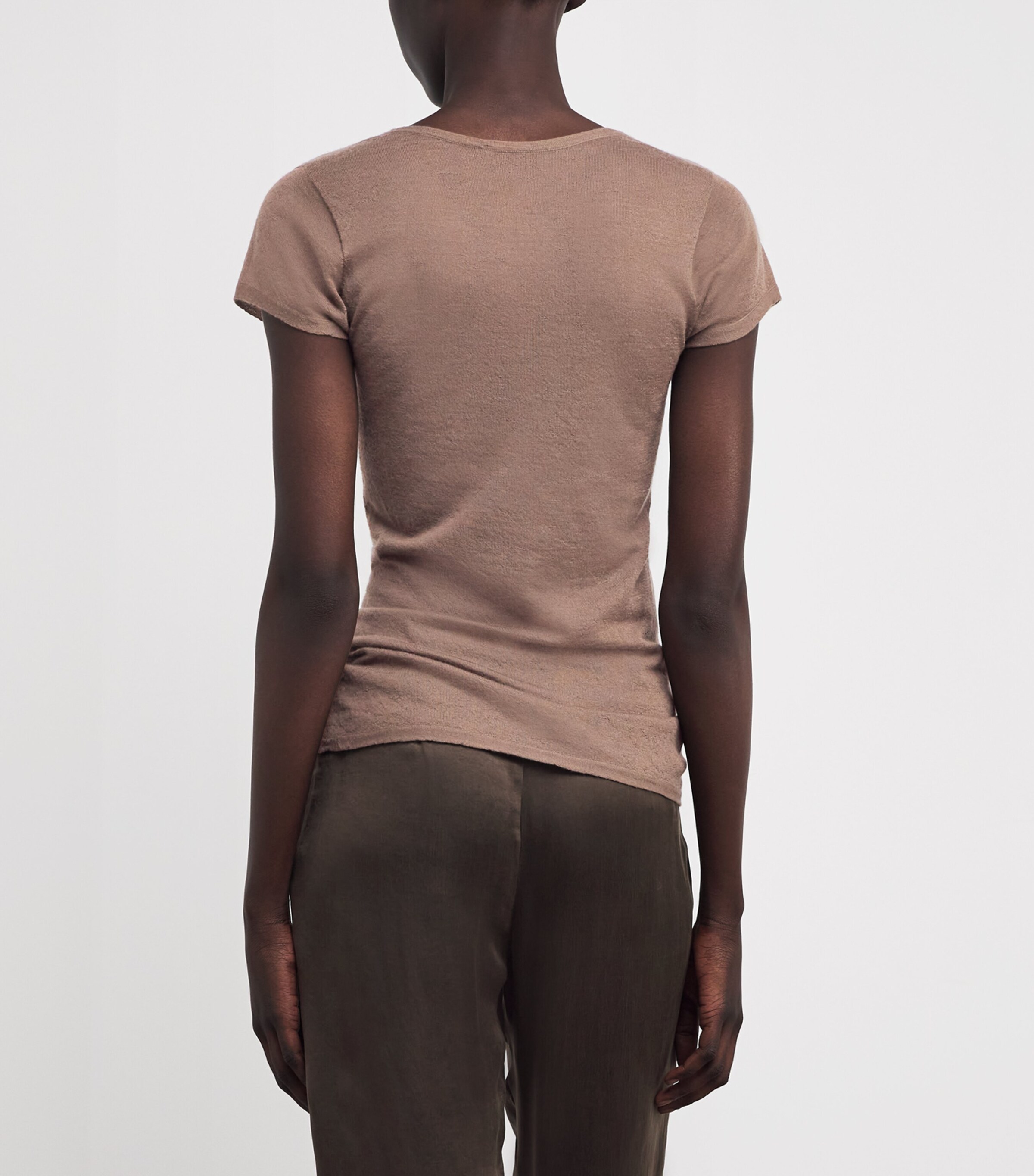 The Row Womens Keyla Cashmere T-Shirt Khaki Image 4