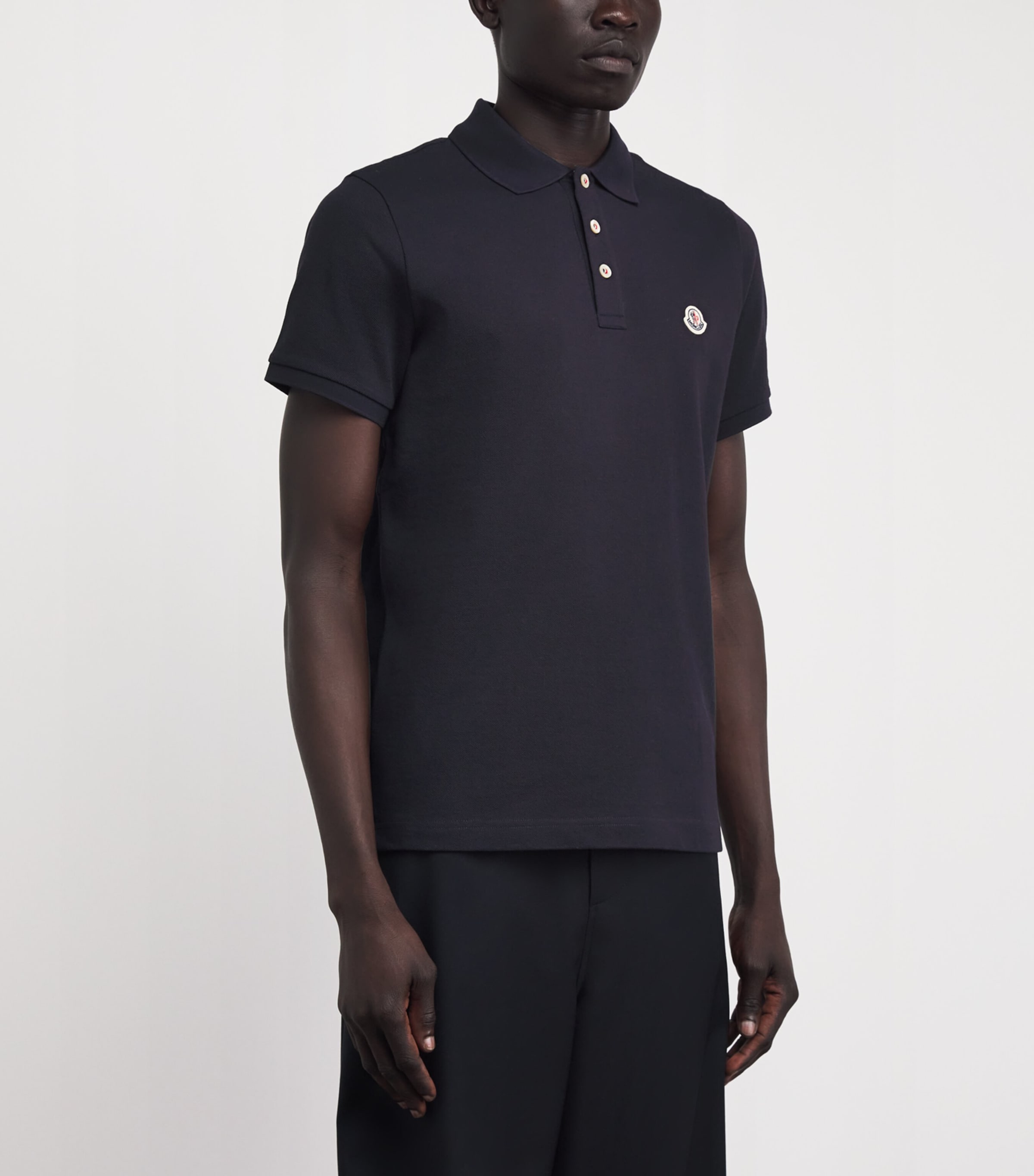 Moncler Mens Piqué Cotton Logo Shirt Image 4