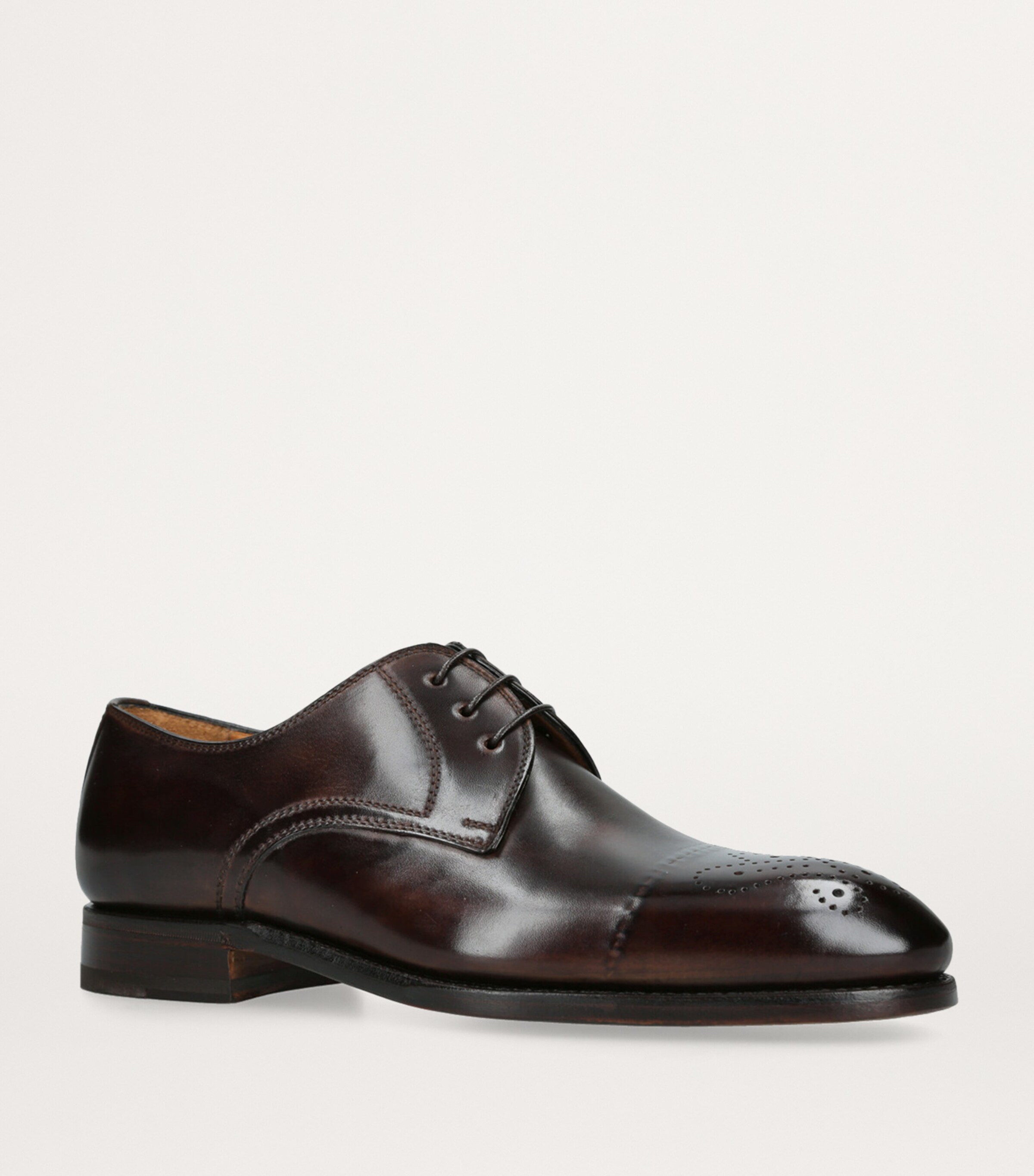 Bontoni Leather Umberto Derby Shoes Dark Brown Image 3
