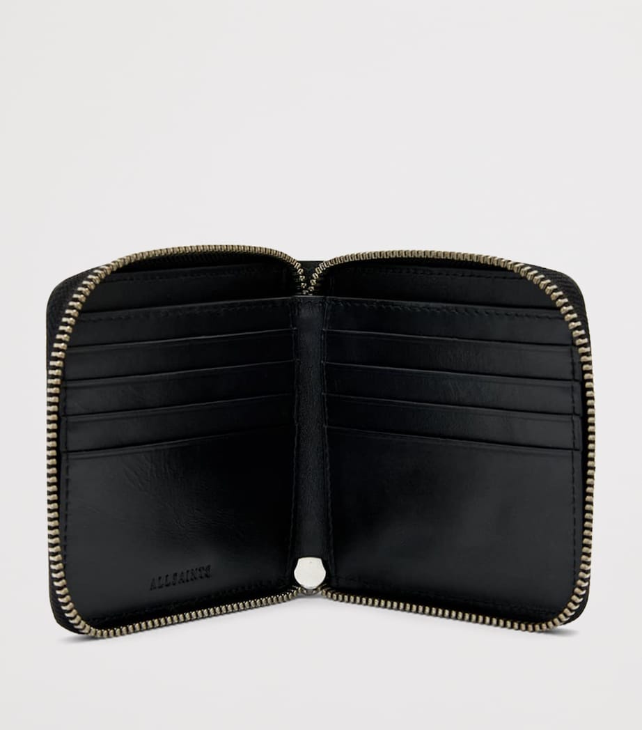 AllSaints Lambskin Zip-Around Arlo Wallet Black Image 2