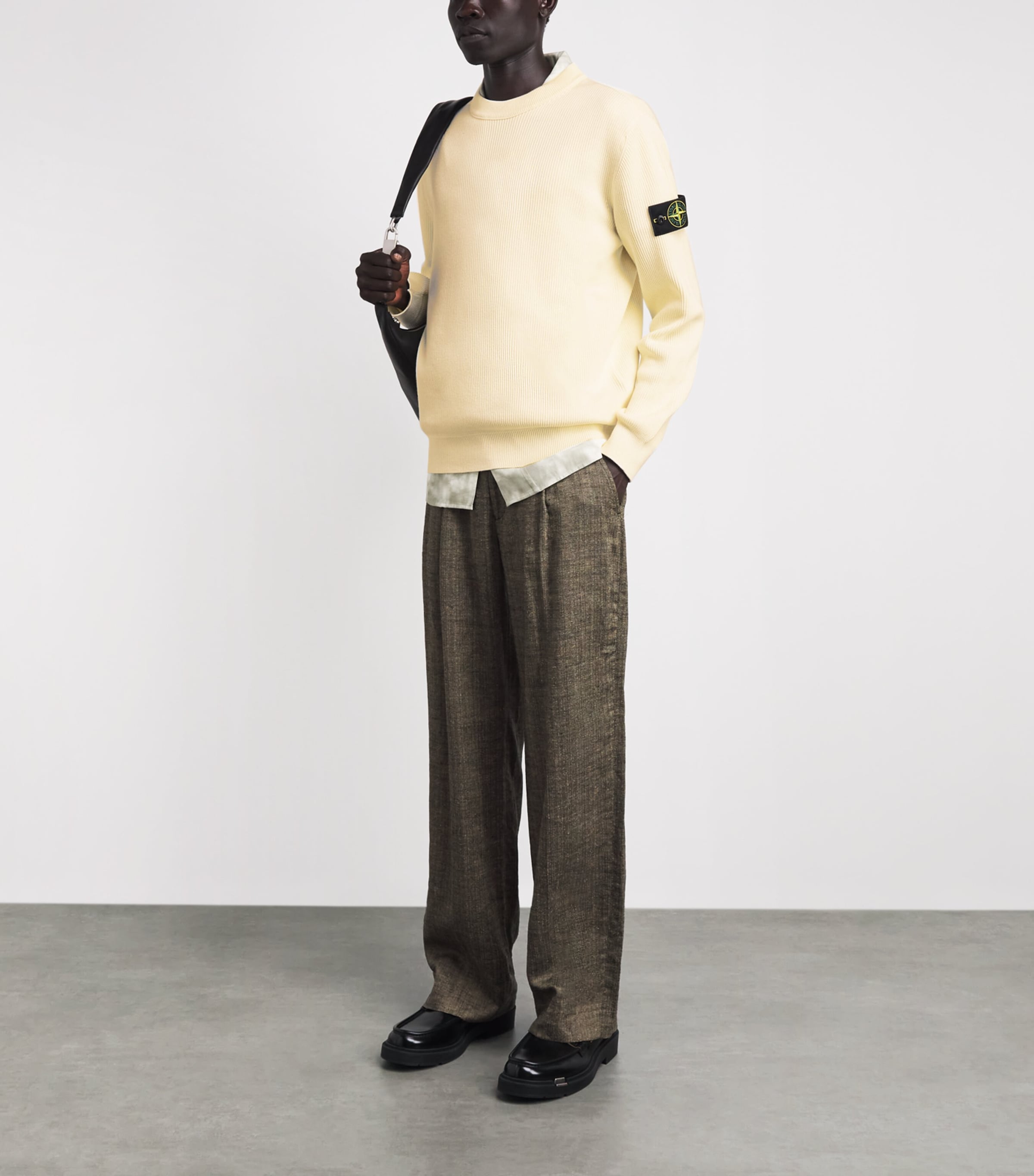 Stone Island Mens Ribbed Compass Patch Sweatshirt Image 2