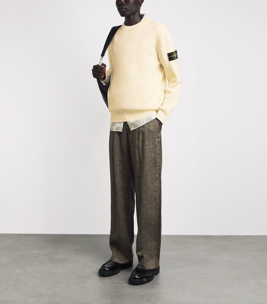 Stone Island Mens Ribbed Compass Patch Sweatshirt Image 2