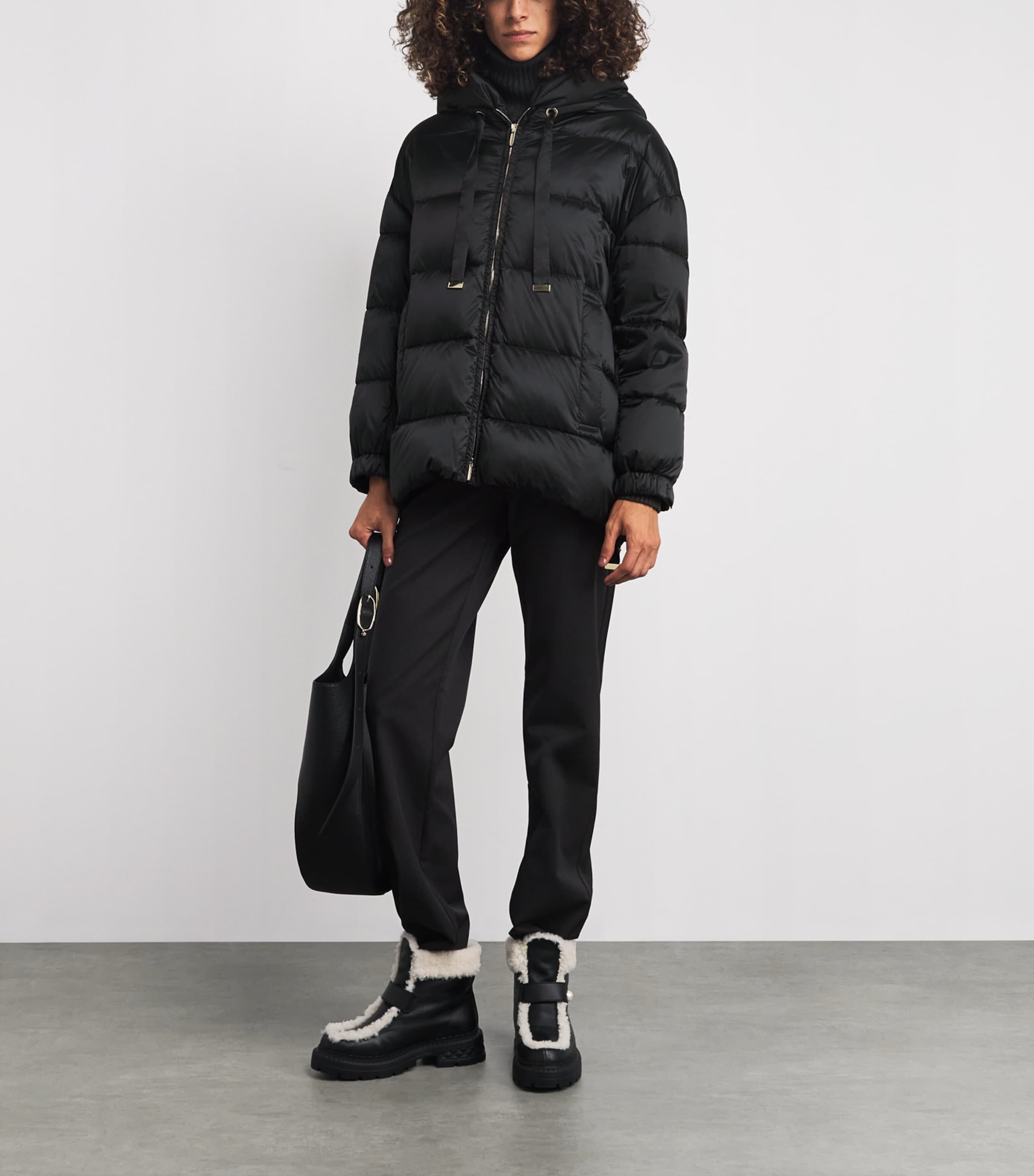 Water-Repellent Down Puffer Jacket BLACK Image 2