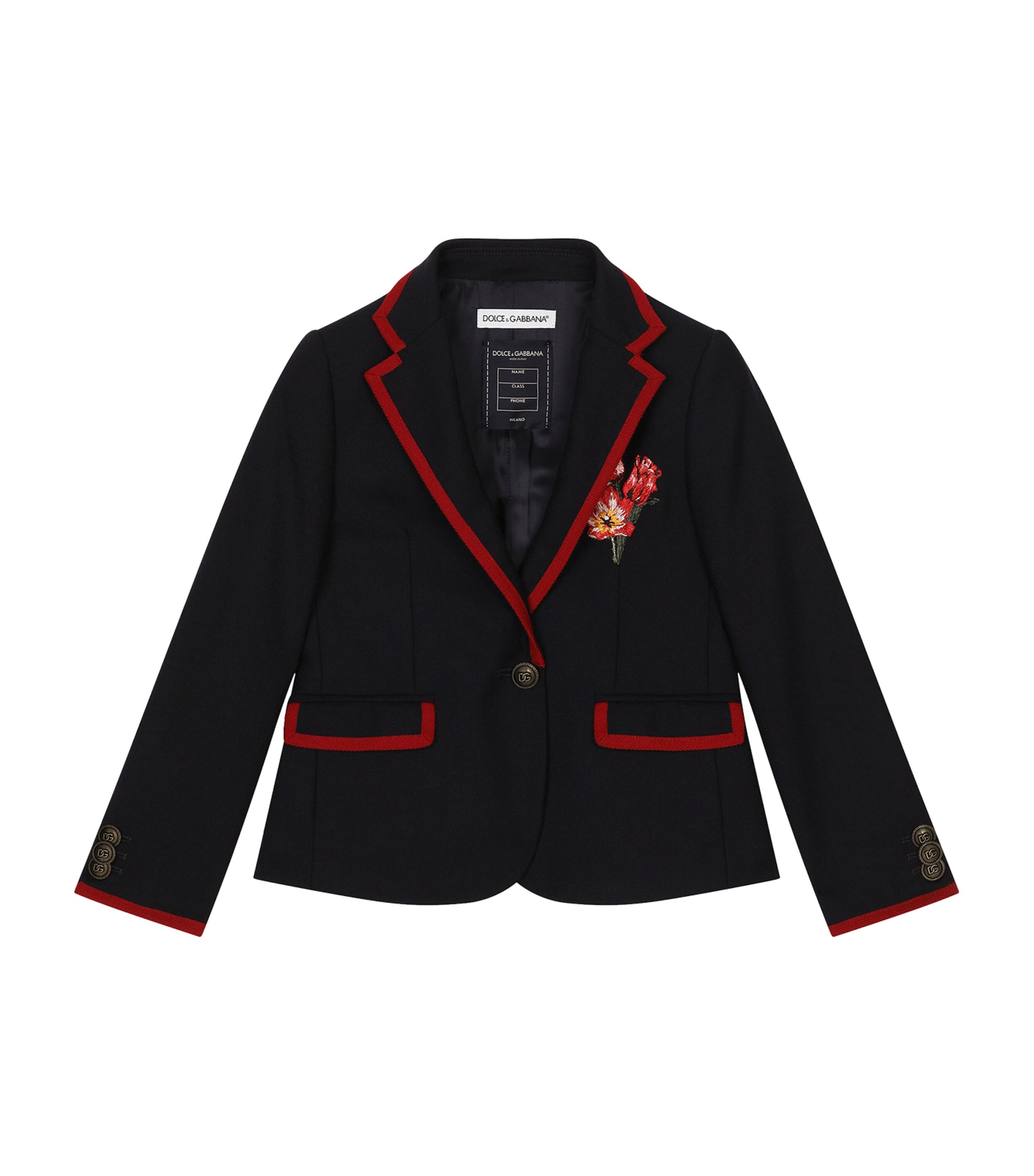 Shop Dolce & Gabbana Virgin Wool Embroidered Blazer