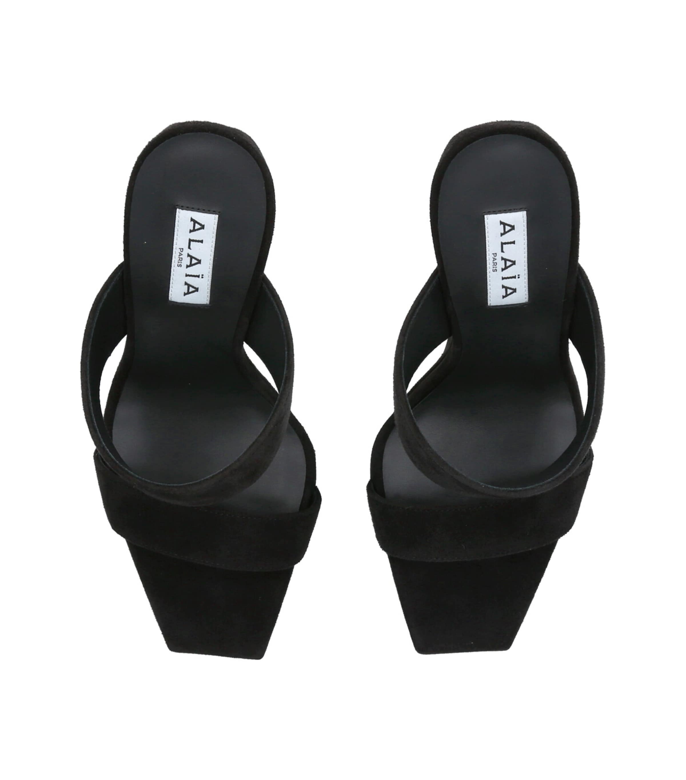 Suede Wedge Mules 110 BLACK Image 4