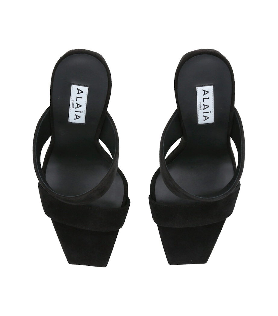Suede Wedge Mules 110 BLACK Image 4