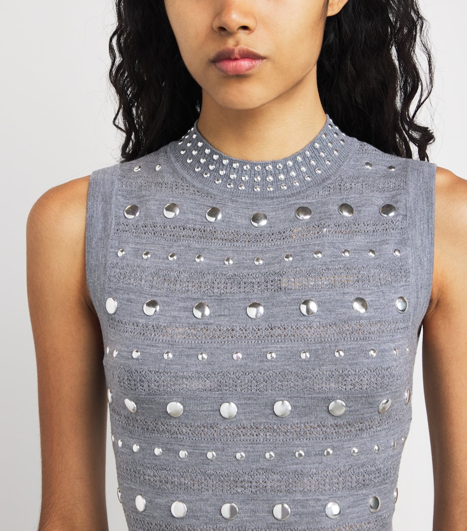 Wool-Blend Studded Maxi Dress GREY Image 4