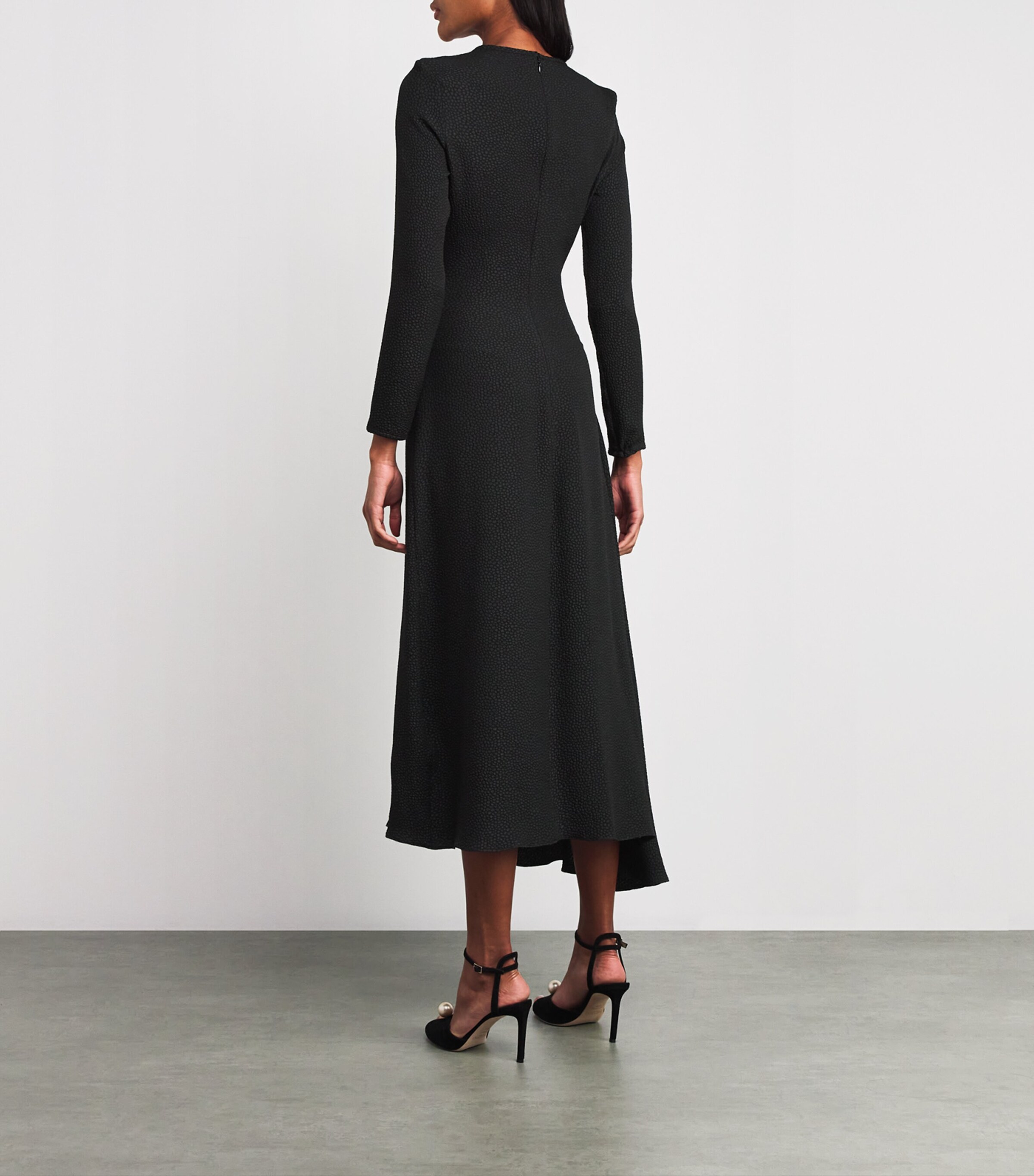 Edeline Lee Womens Jacquard Long-Sleeve Flèche Midi Dress Bla Image 3