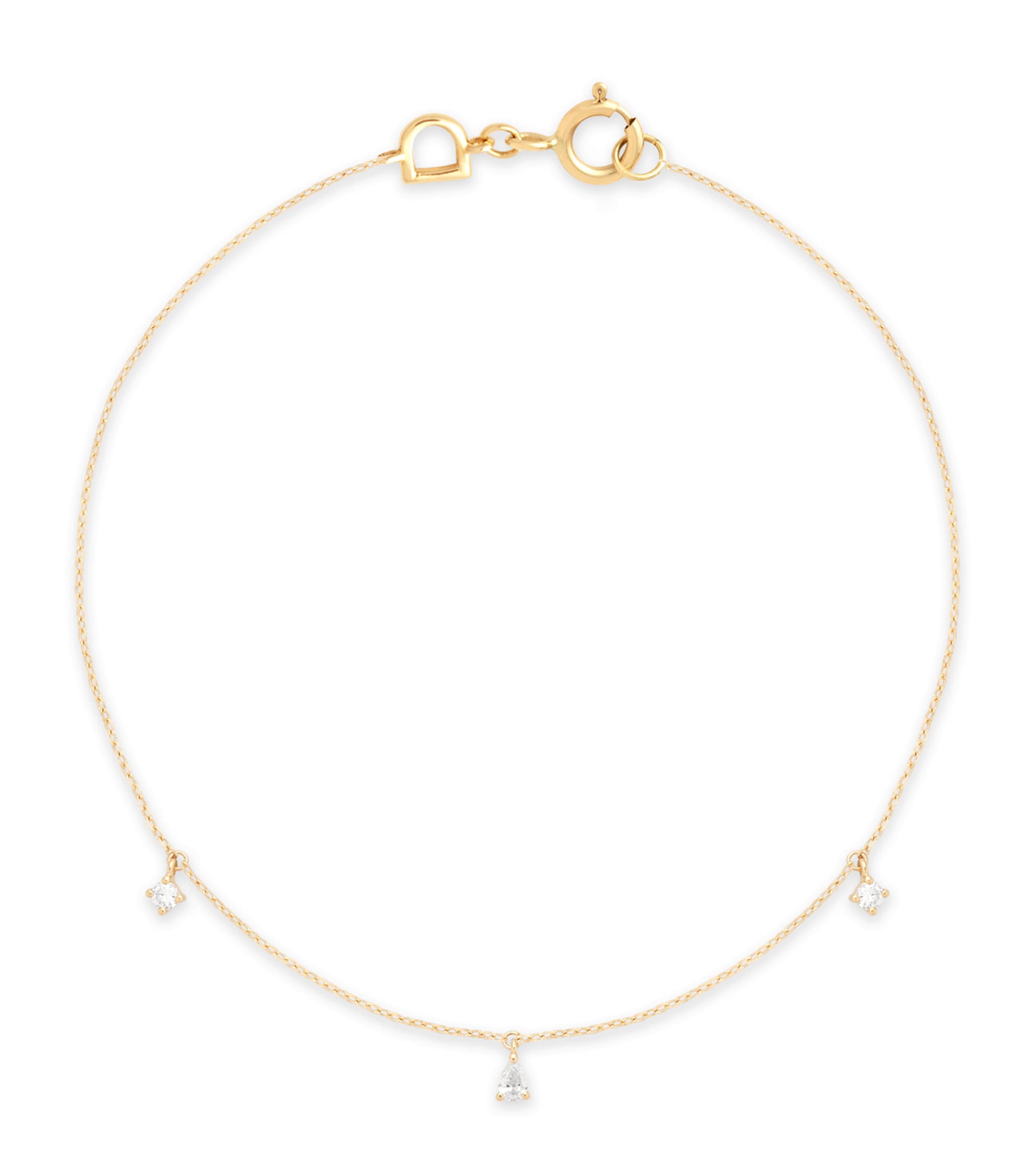 Astrid & Miyu Yellow Gold And Diamond Pear Charm Bracelet In Gold