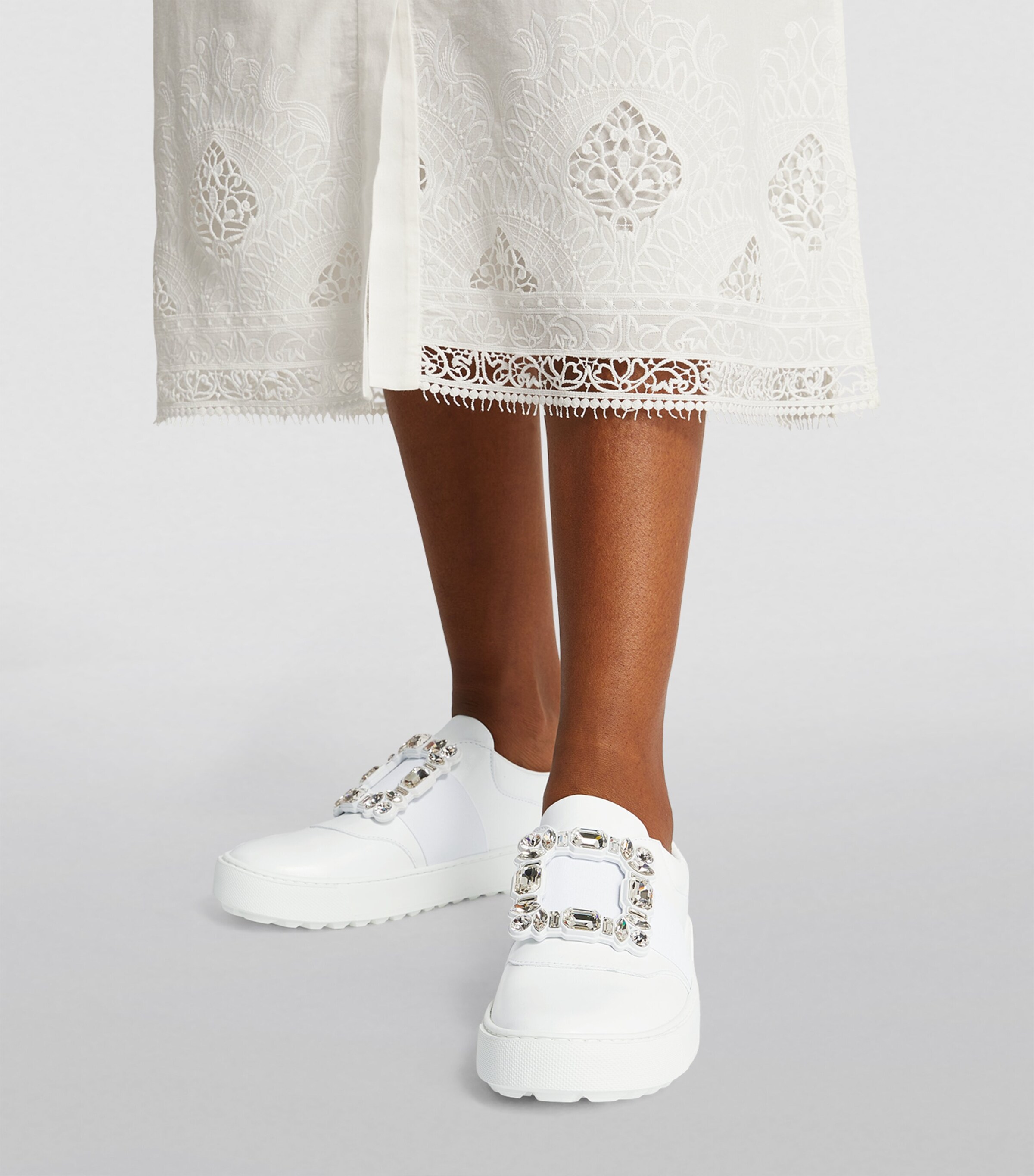 Roger Vivier Leather Very Viv Slip-On Sneakers | Harrods US