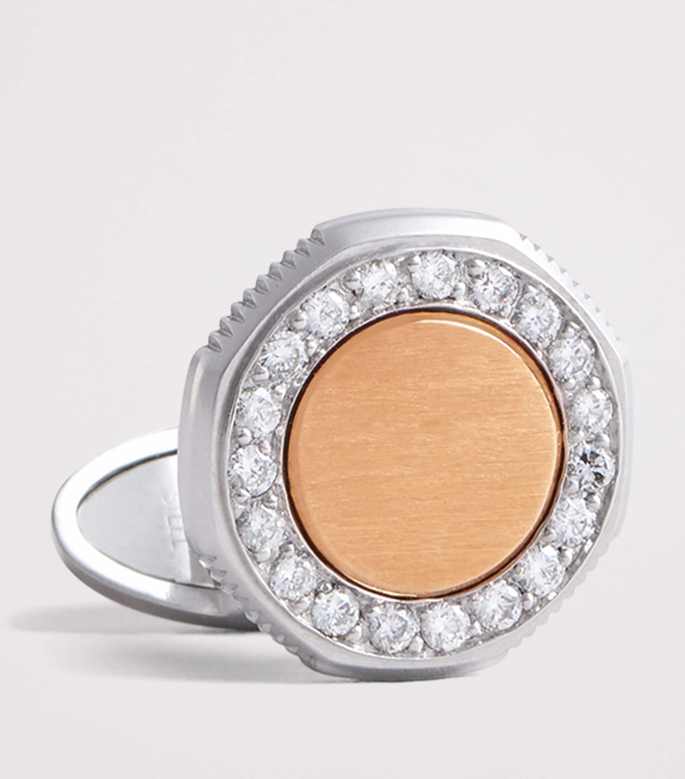 Yellow Gold, White Gold and Diamond Duke Cufflinks 711LIGHT GOLD Image 2