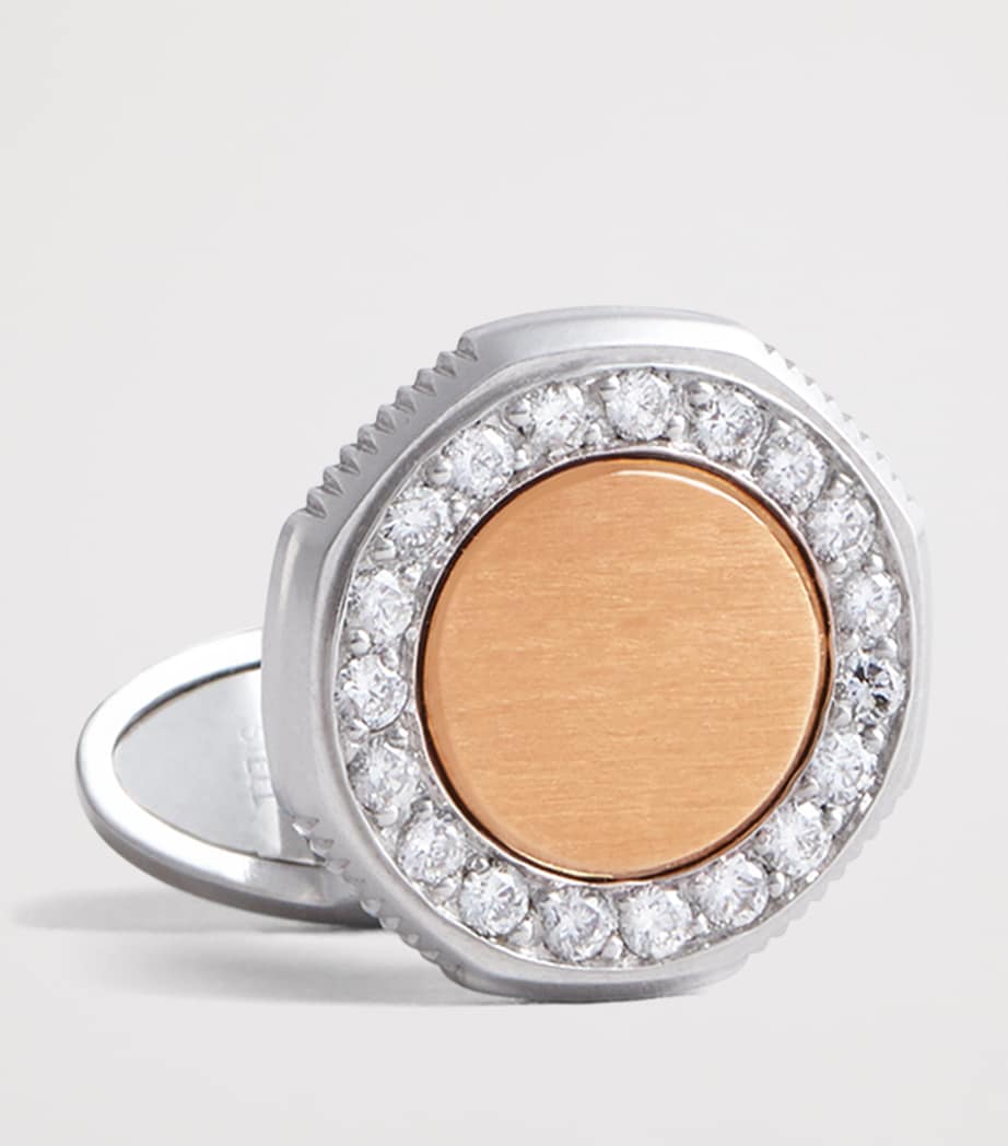 Yellow Gold, White Gold and Diamond Duke Cufflinks 711LIGHT GOLD Image 2