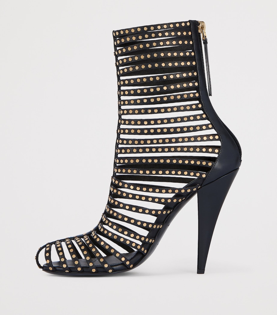 Leather Embellished-Strap Boots 95 BLACK Image 3