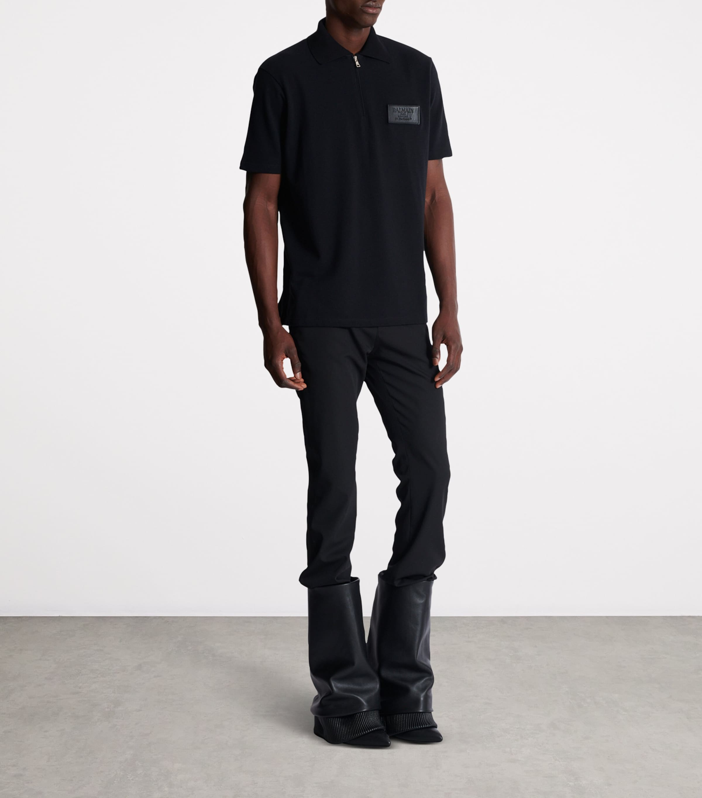 Leather Logo Polo Shirt 0PA NOIR Image 5