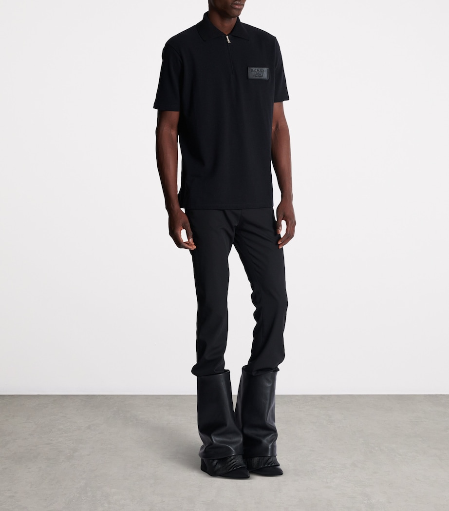Leather Logo Polo Shirt 0PA NOIR Image 5
