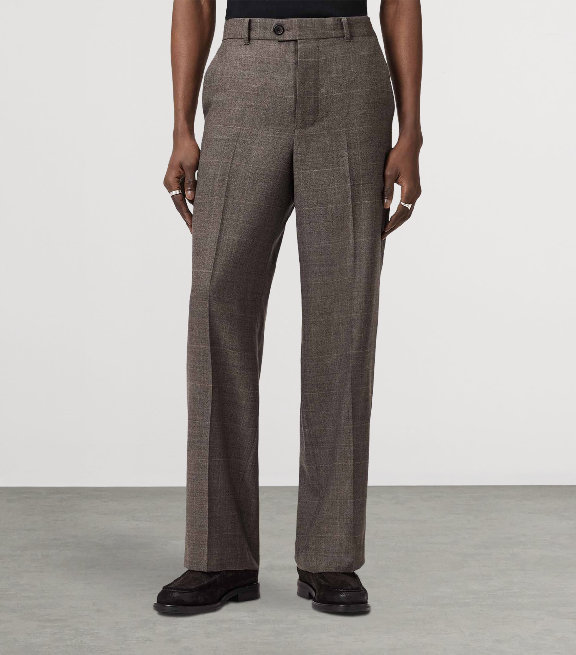 Wool-Blend Check Clover Trousers FEATHER TAUPE Image 4