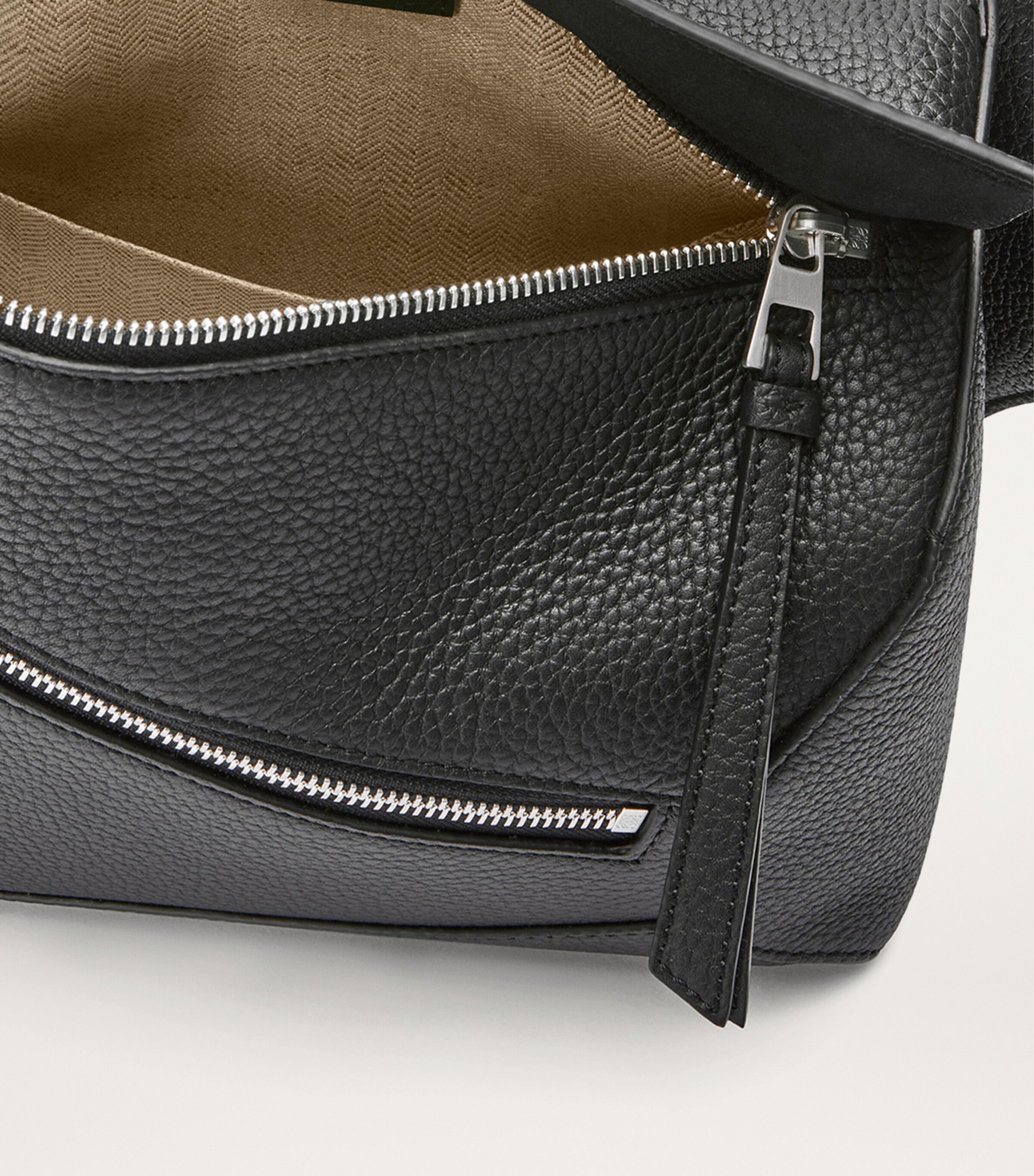 Small Leather Puzzle Edge Belt Bag BLACK Image 5