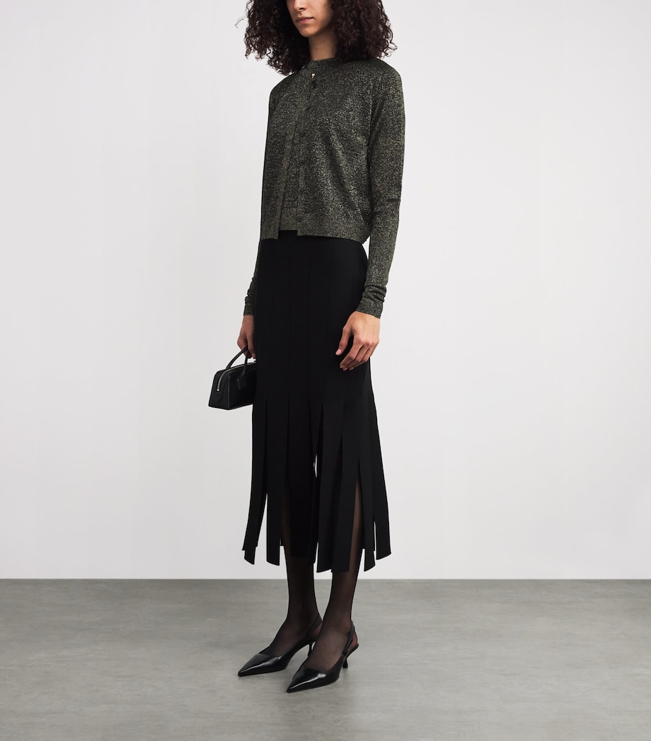 Lurex-Knit Tasse Cardigan BLACK/GILT Image 2