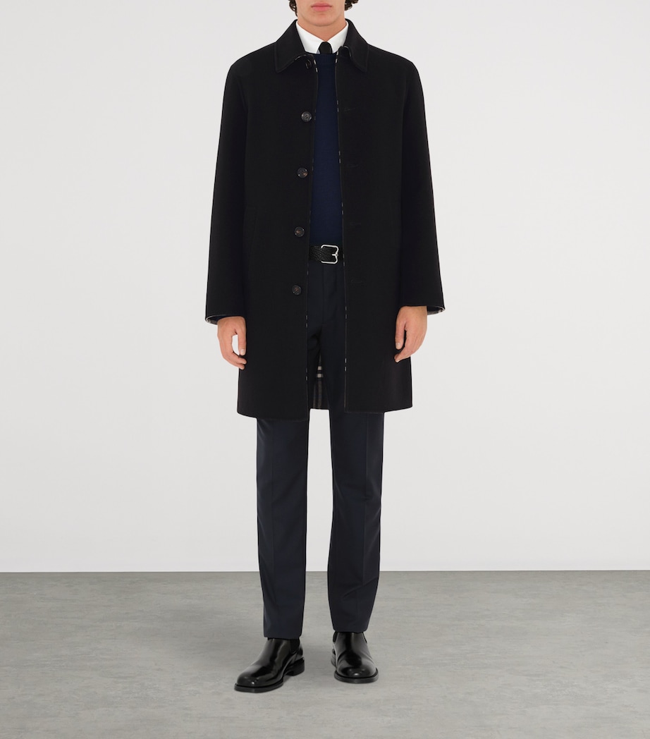 Burberry Mens Wool Mid-Length Car Coat Black/snug Ip Check Image 2