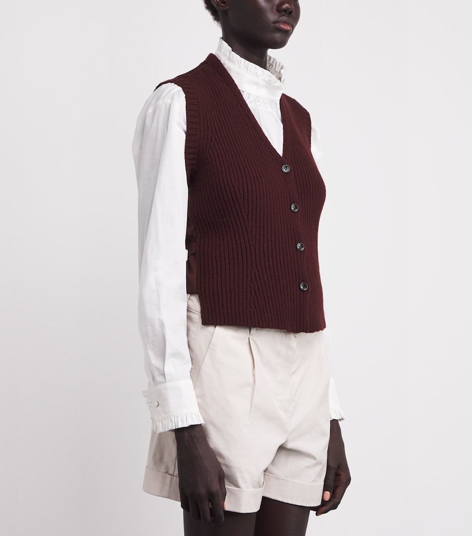 Wool-Blend Knit Waistcoat CHERRY Image 3