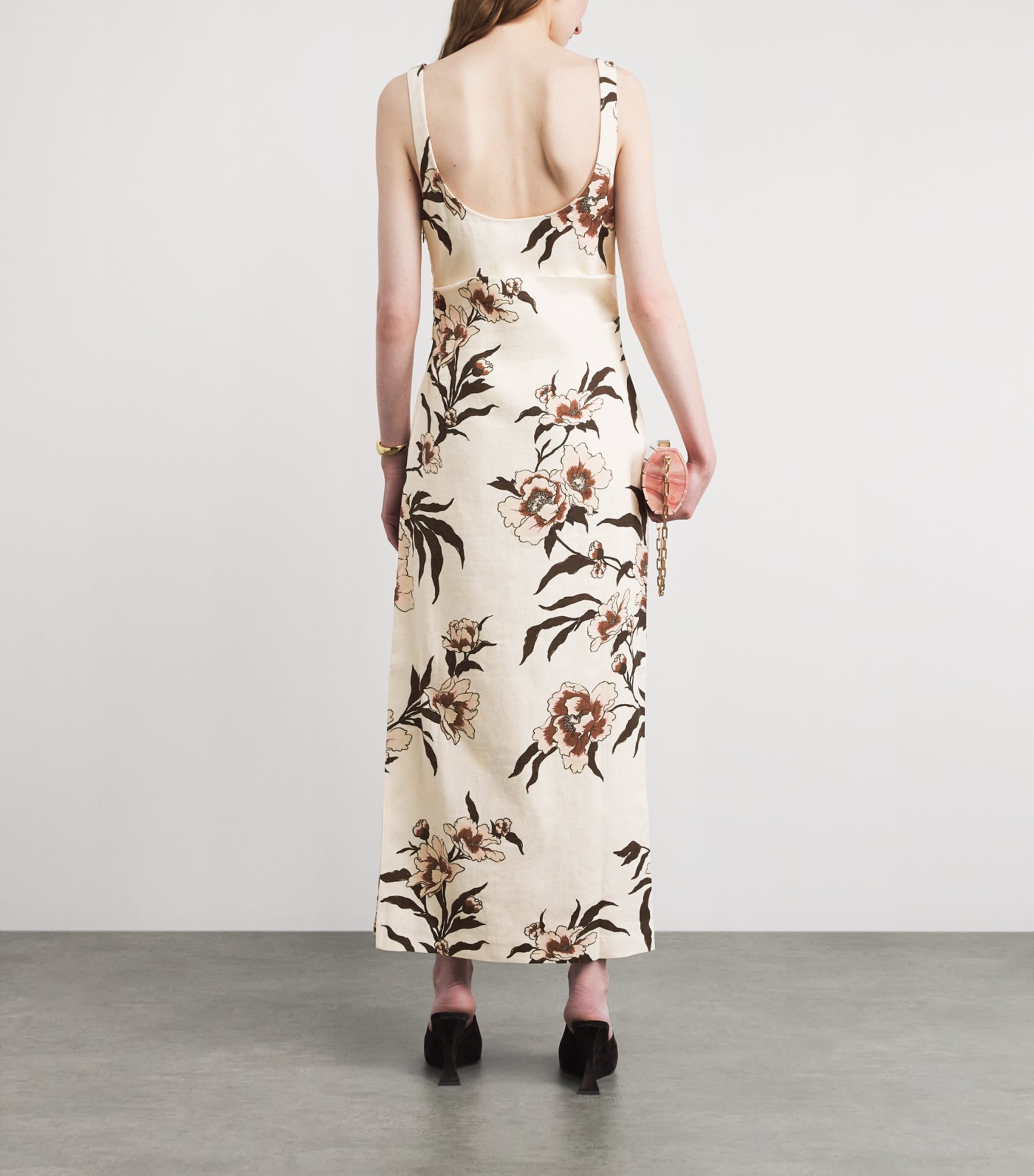 SIR. Womens Linen Peony Balconette Maxi Dress Peony Floral Image 4